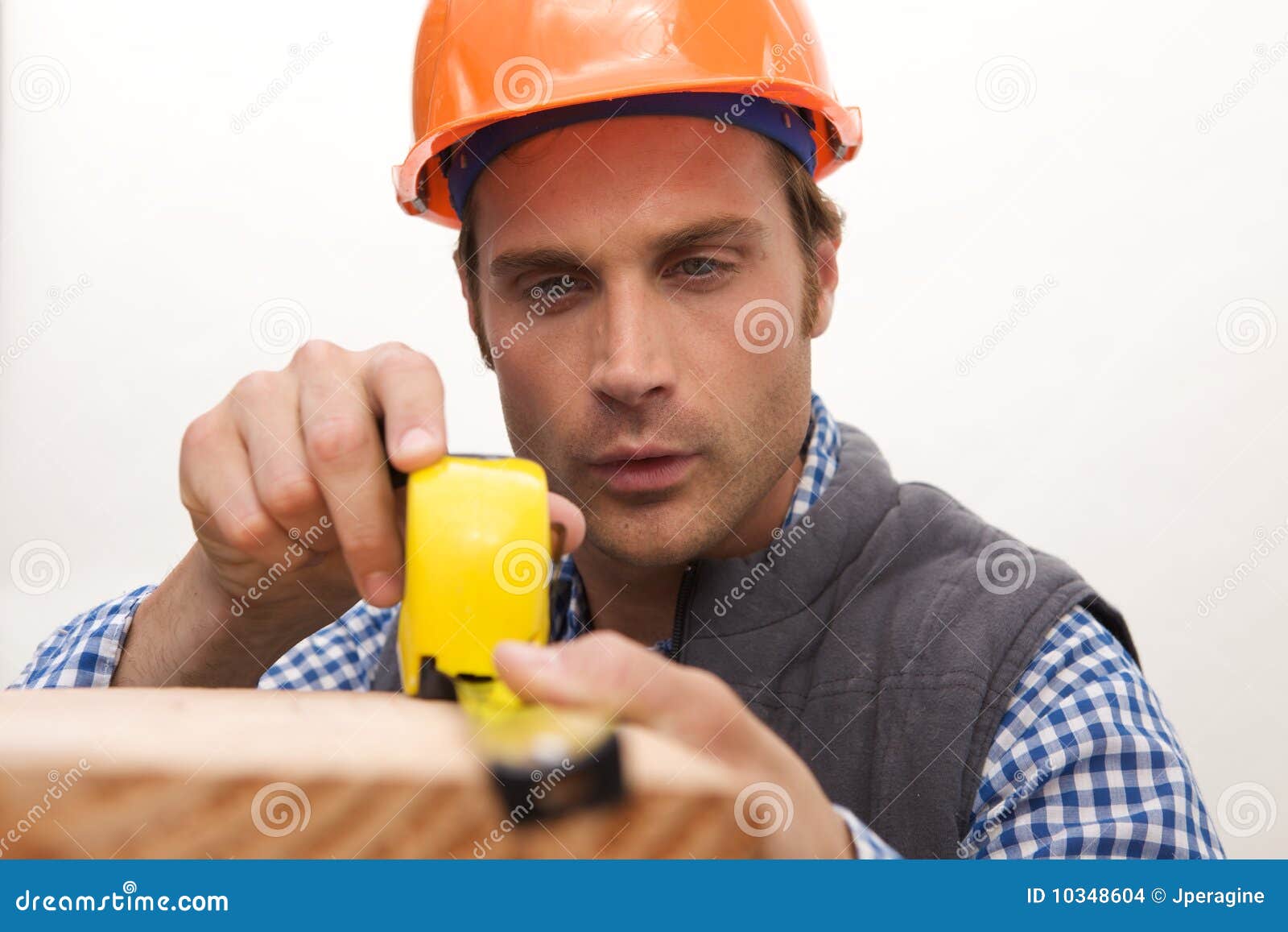 Laborer Working with Measuring Tape Stock Photo Image of person