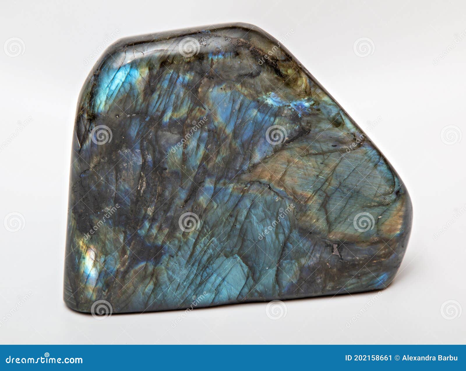 Labradorite Crystal Closeup on White Stock Image - Image of blue ...