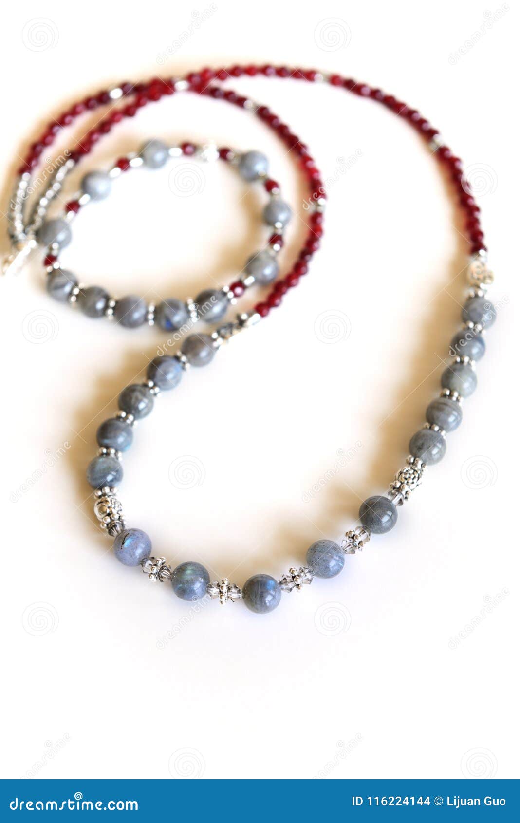 Labradorite and Wine Red Garnet Gemstone Necklace Stock Photo - Image ...