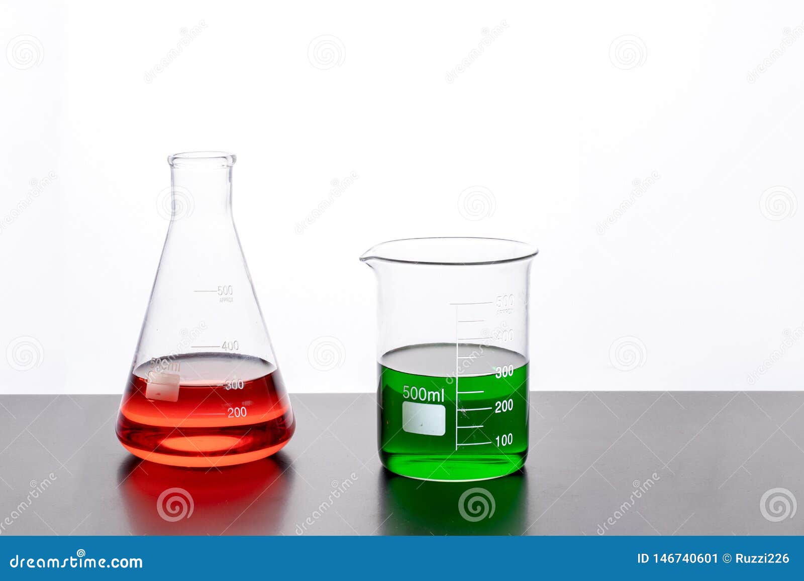 Labratory Beakers on a Table Stock Image Image of preparation