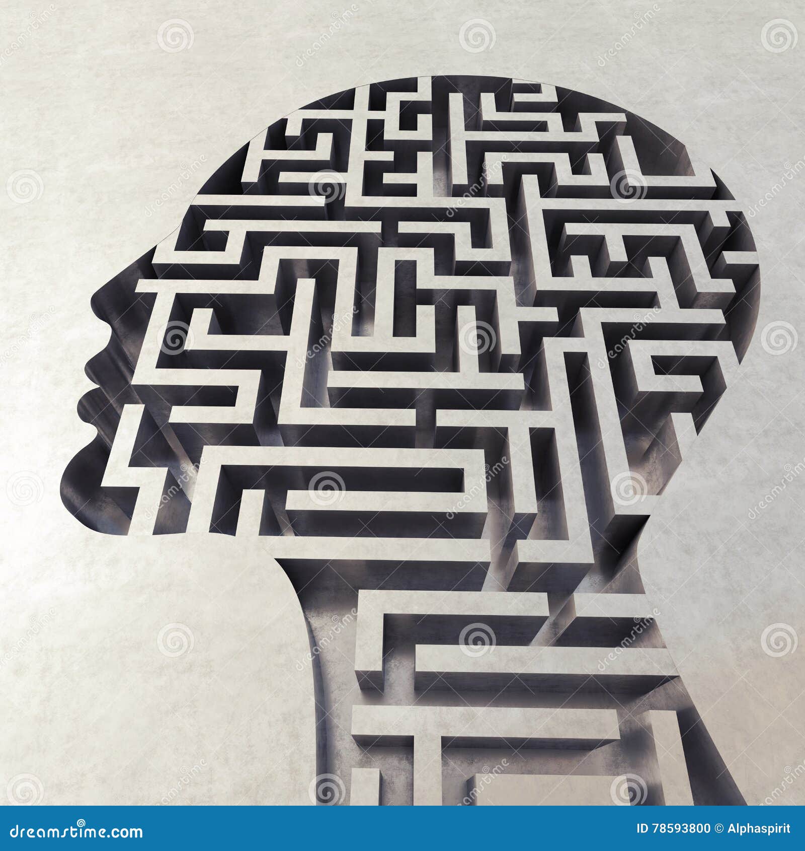 Labyrinth in the Head. 3D Rendering Stock Photo - Image of confusion ...