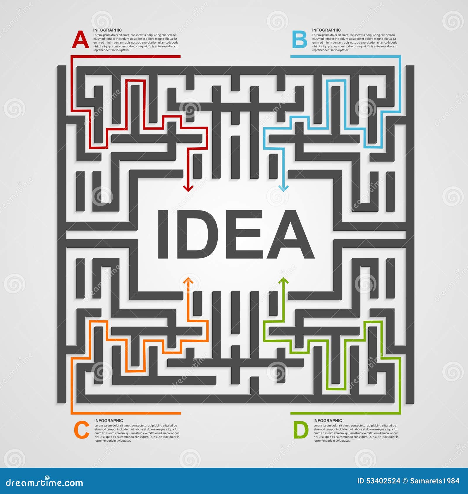 Labyrinth Infographic Concept Design Template Stock Vector