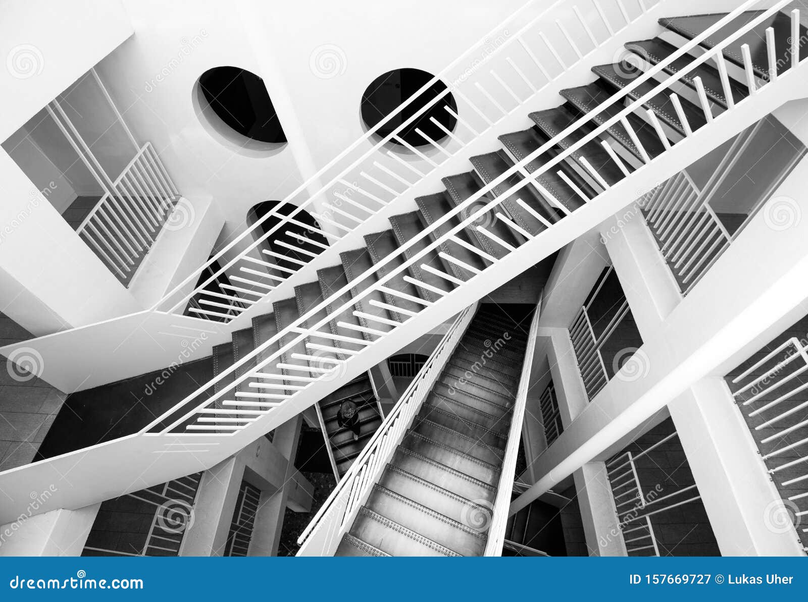 labyrinth staircases - black and white - maze staircase