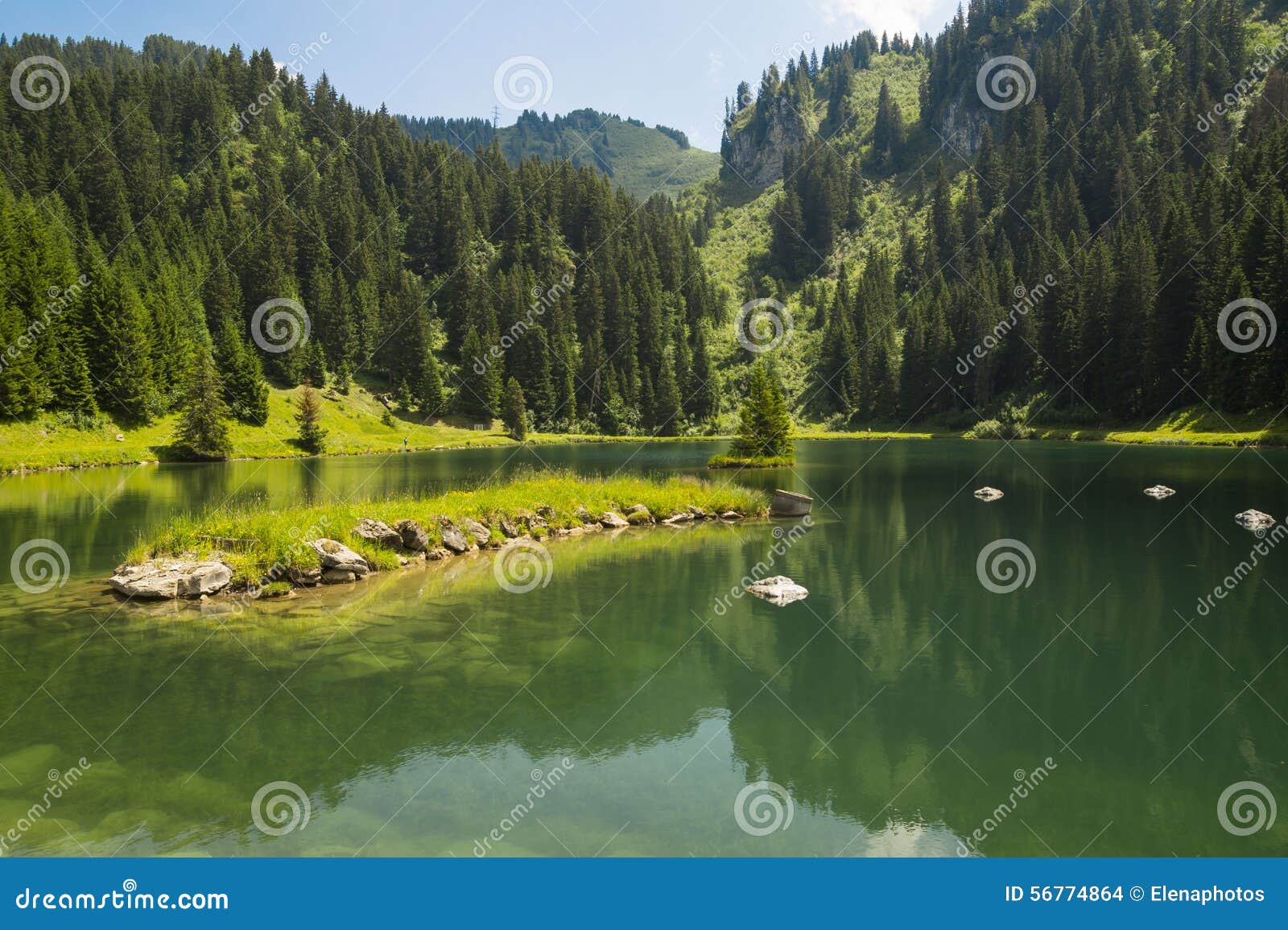 lac de la mouille, lake in haute-savoie region ,france.