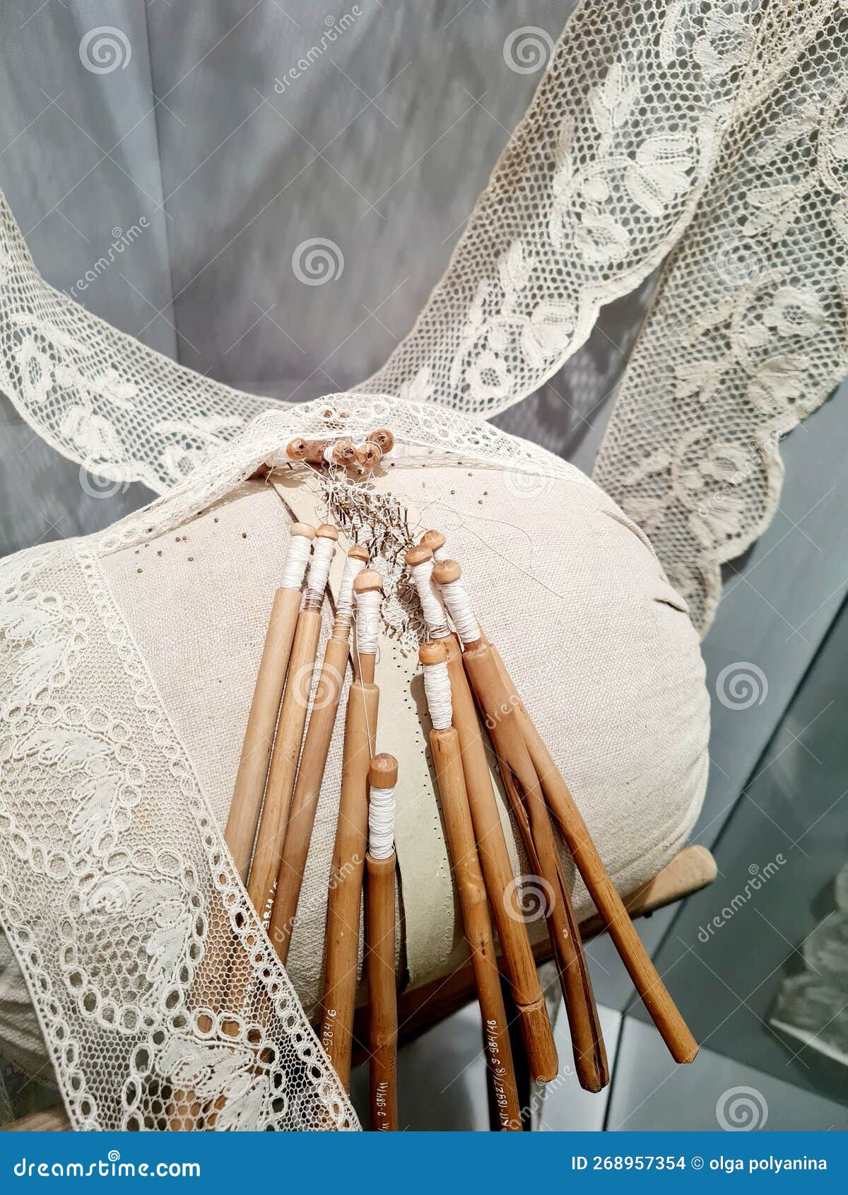 Lace Knitting with Old Wooden Bobbins Stock Photo Image of bobbins