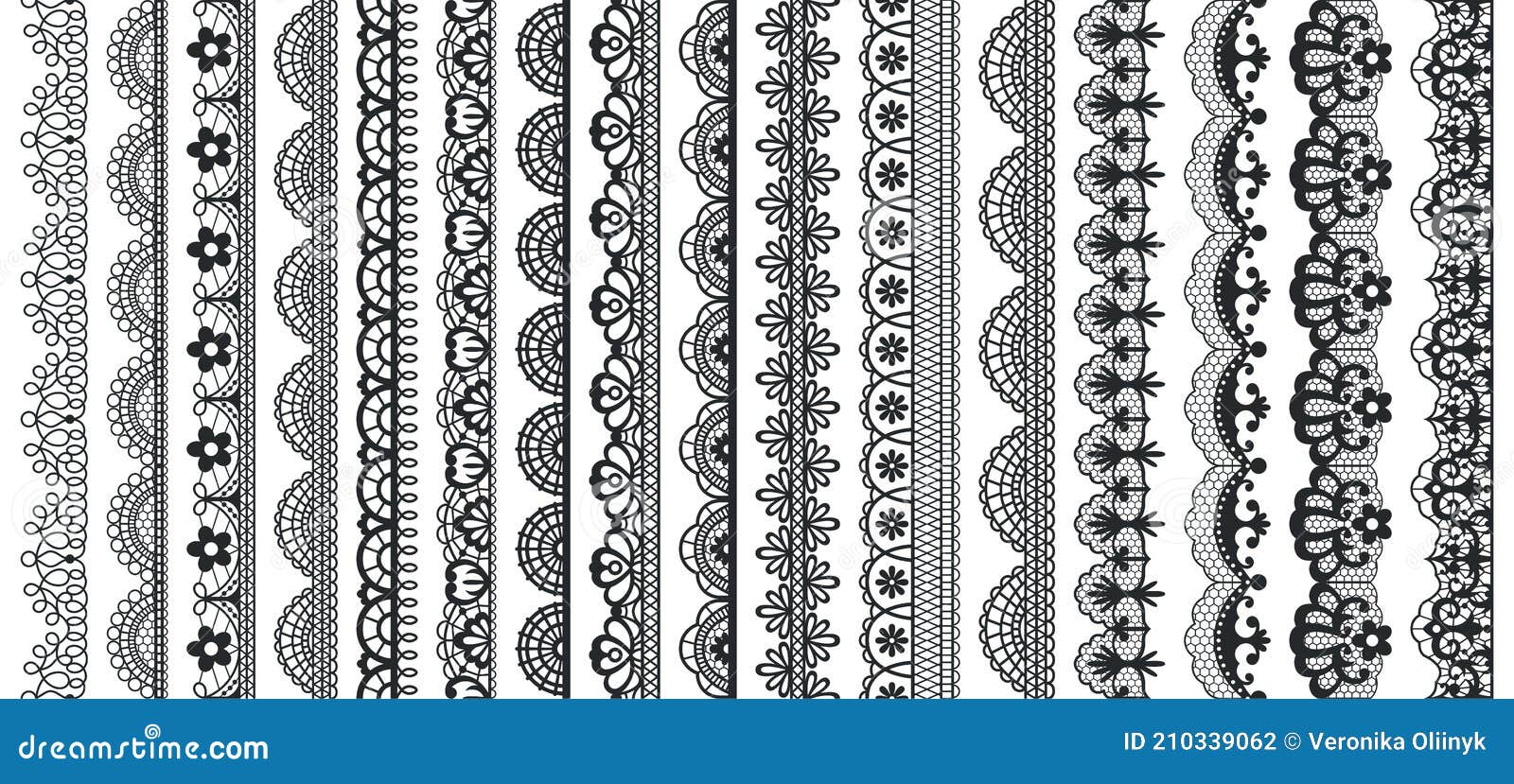 Lace Pattern Elements. Vintage Seamless Figured Lace Borders, Beautiful  Wedding Lace Decoration Stock Illustration - Illustration of delicate,  wedding: 210339062