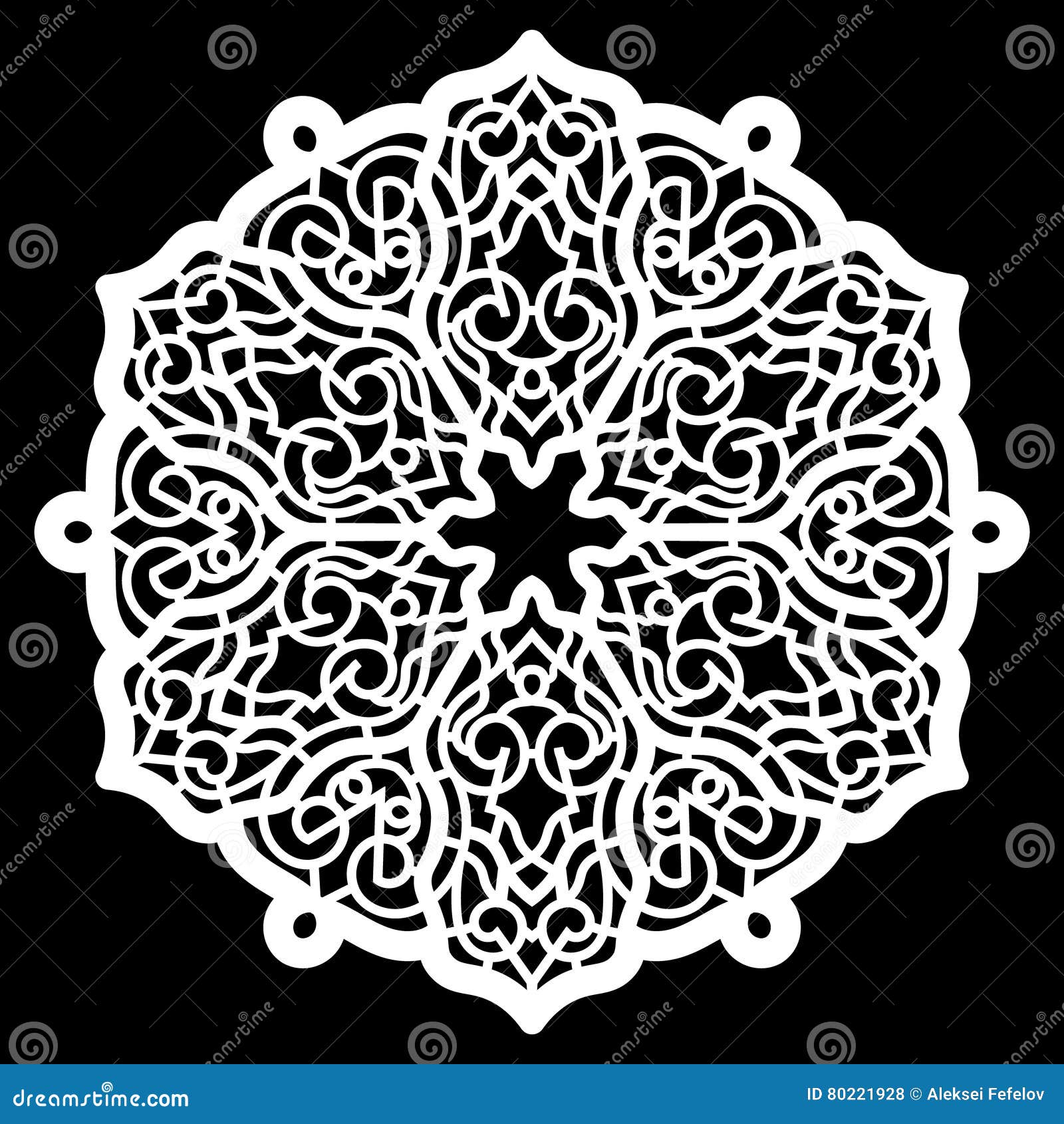 Lace Round Paper Doily, Lacy Snowflake, Greeting Element, Template for Cutting Plotter, Round