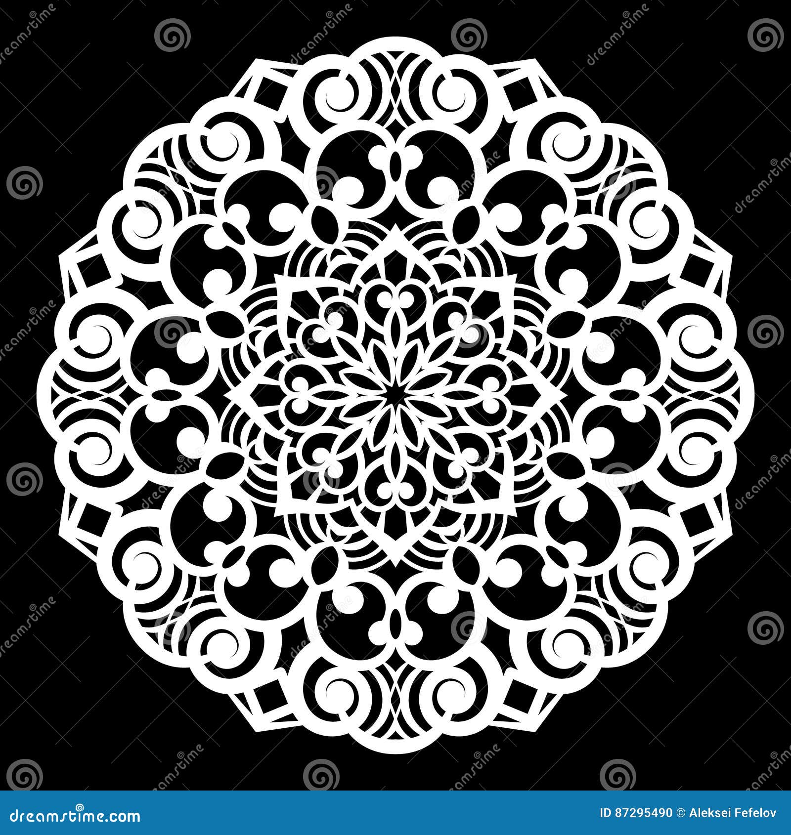 Lace Round Paper Doily, Lacy Snowflake, Greeting Element, Template for Cutting Plotter, Round