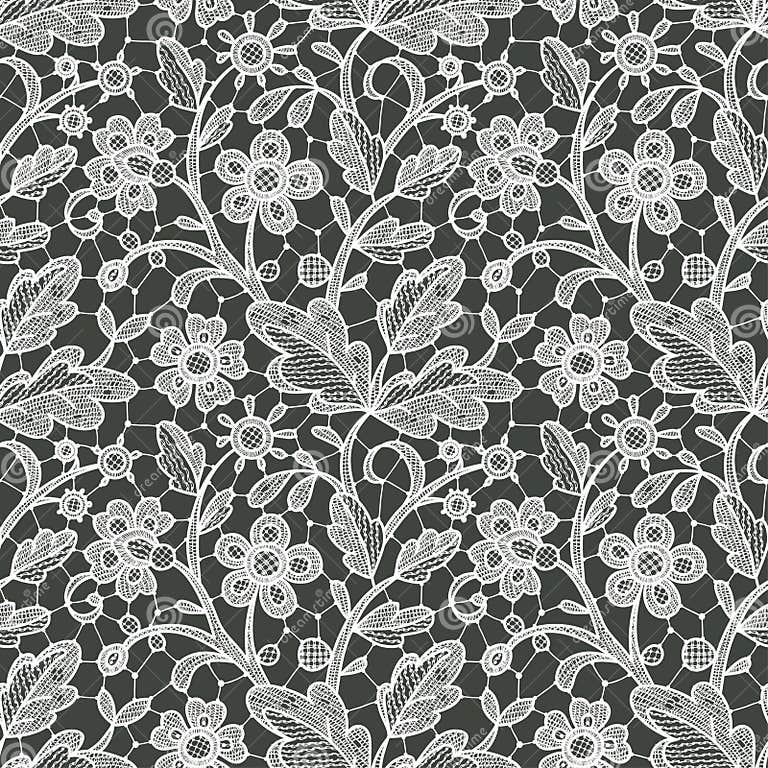Lace Seamless Floral Pattern. Stock Vector - Illustration of grass ...