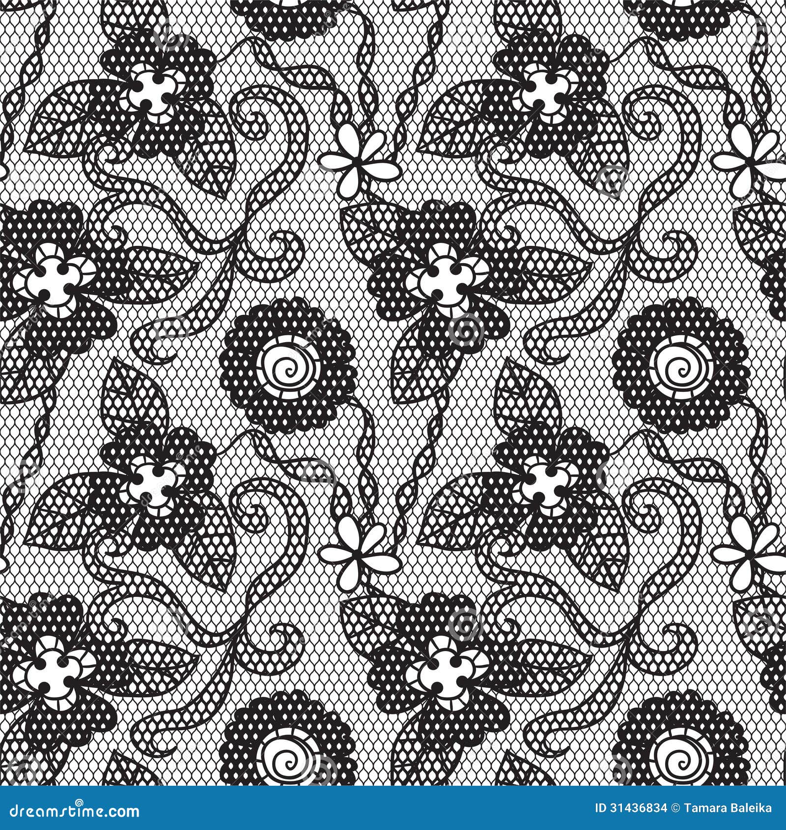 Lace Seamless Pattern with Flowers Stock Vector - Illustration of mesh ...