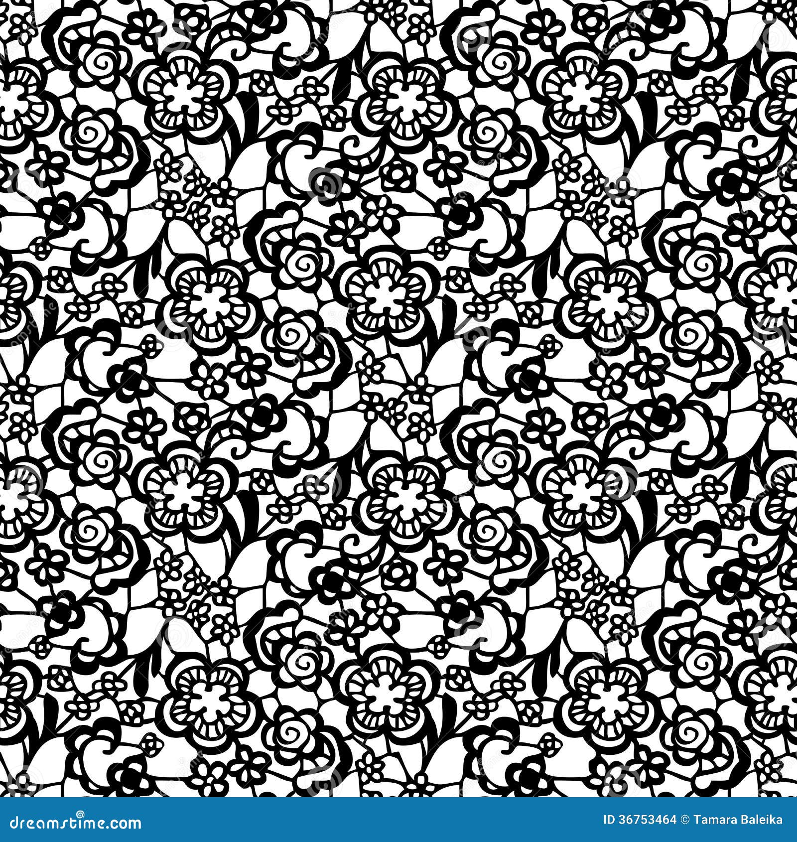 Lace Seamless Pattern with Flowers Stock Illustration - Illustration of ...