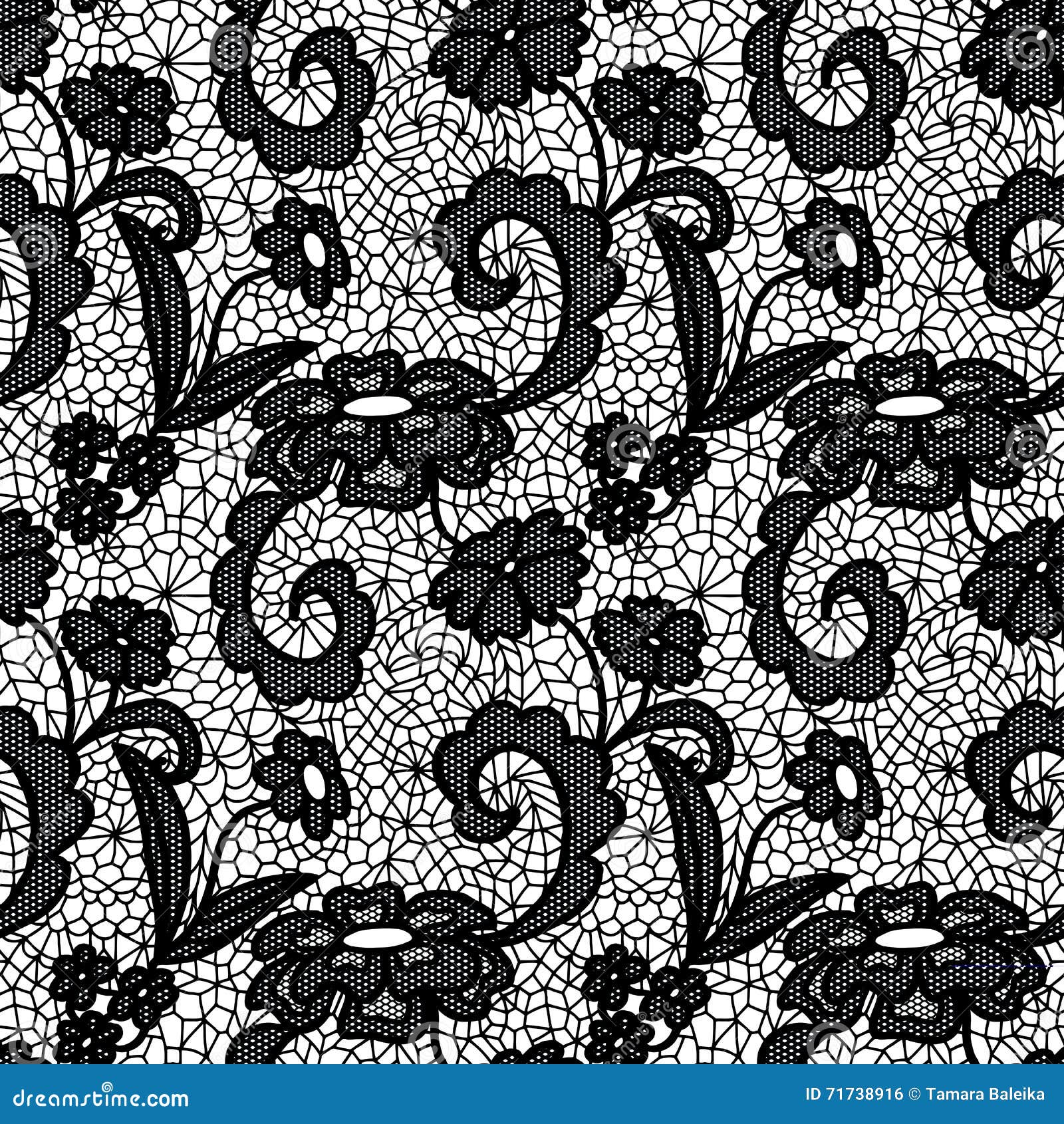 Lace Seamless Pattern with Flowers Stock Vector - Illustration of ...