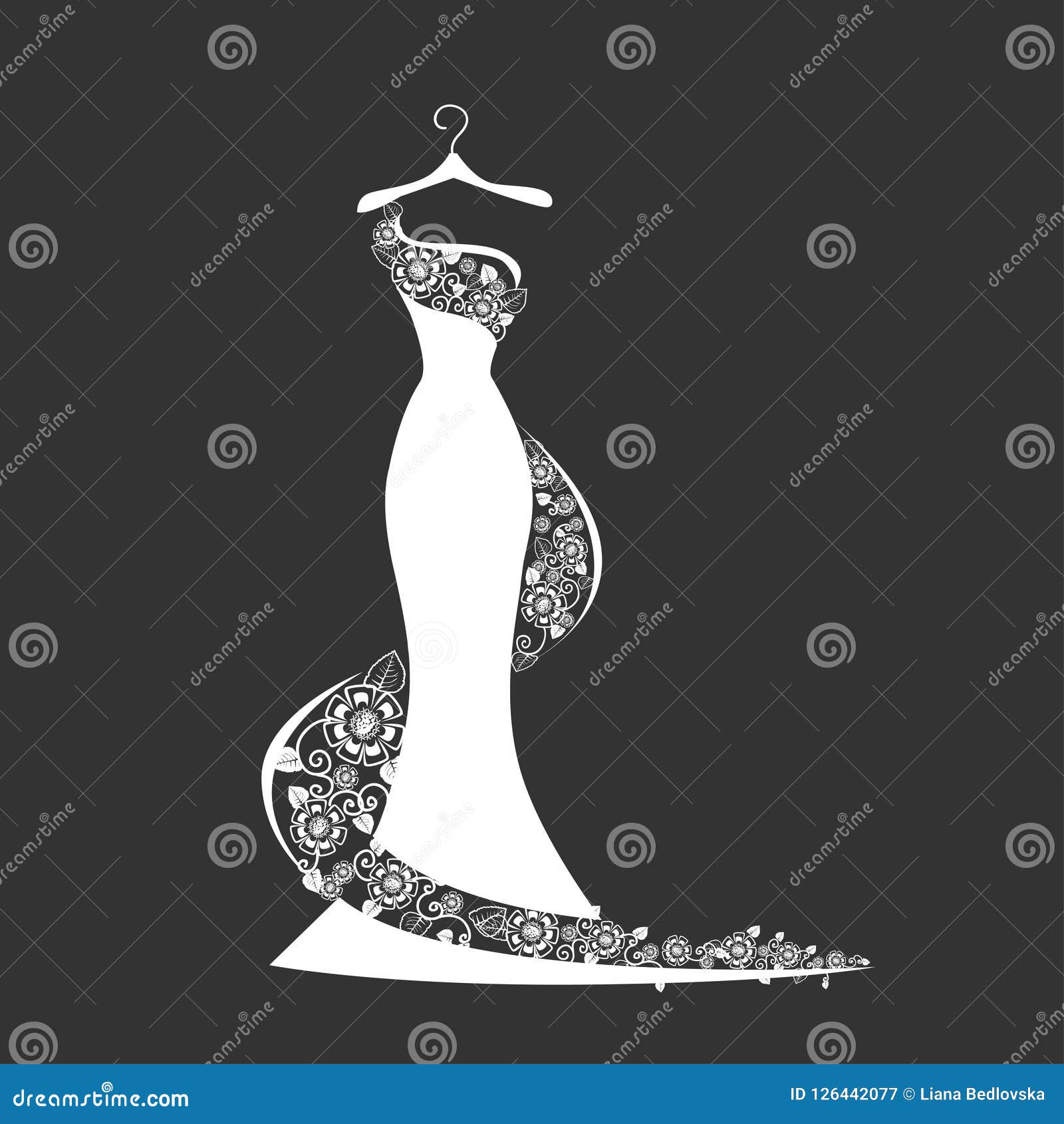 Download Lace Wedding Dress On A Hanger Stock Vector - Illustration ...