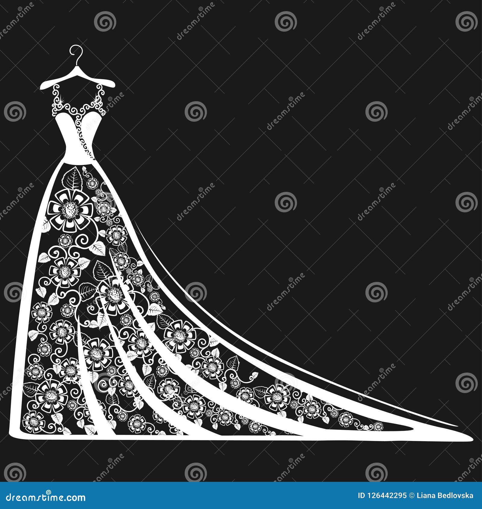 Download Lace Wedding Dress On A Hanger Stock Vector - Illustration ...