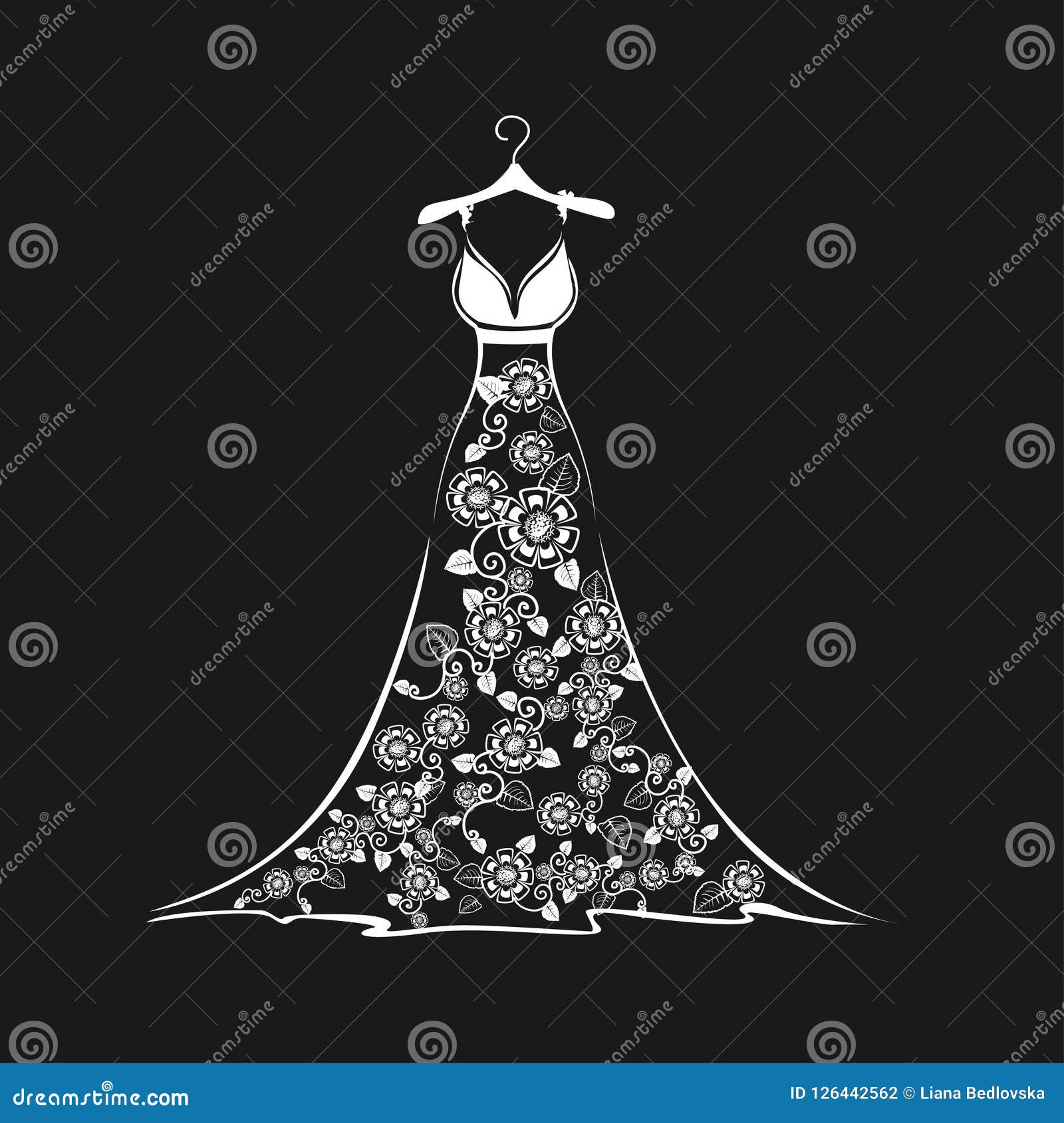 Download Lace Wedding Dress On A Hanger Stock Vector - Illustration ...