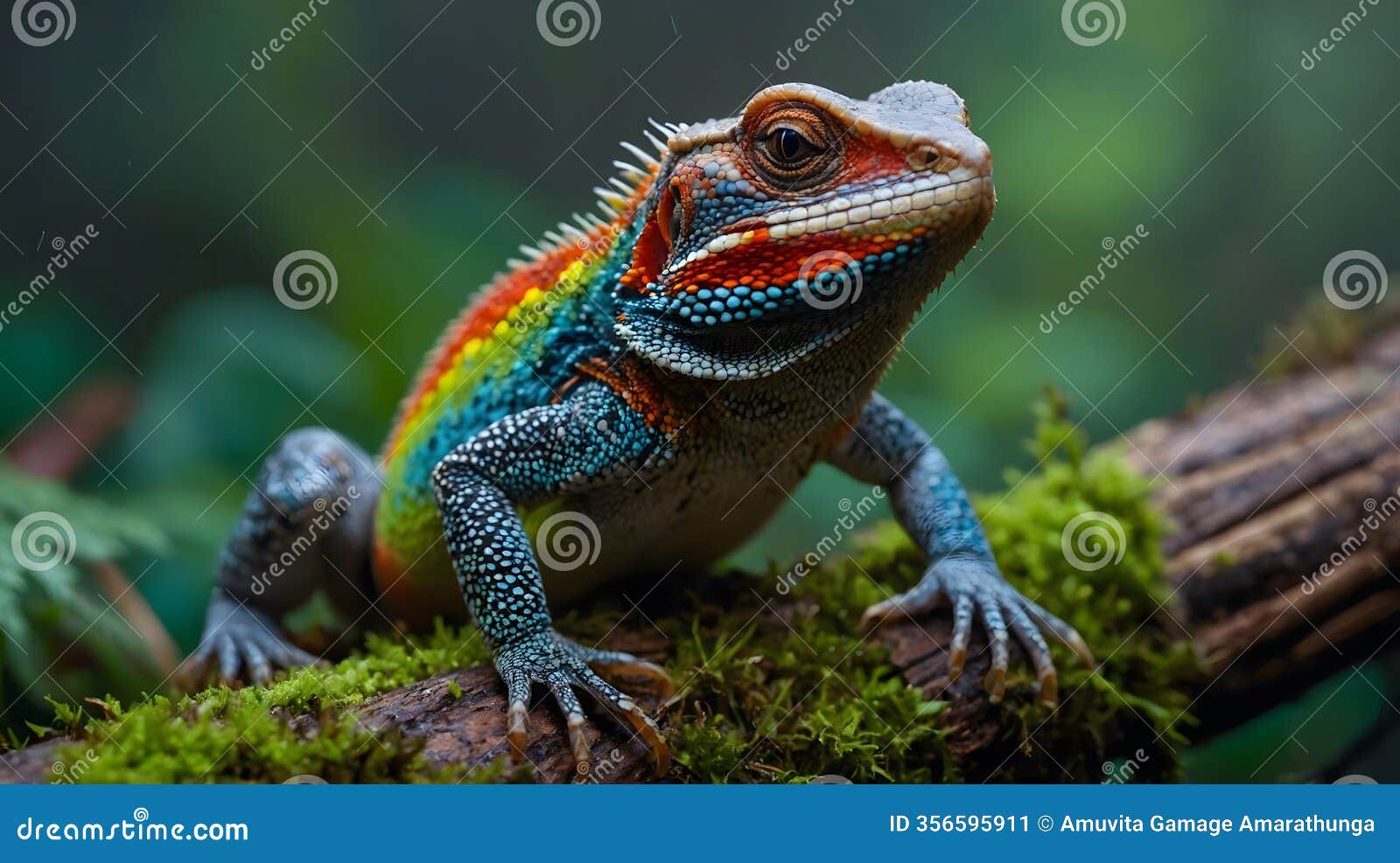 lacertidae lizard in mist-filled rainforest