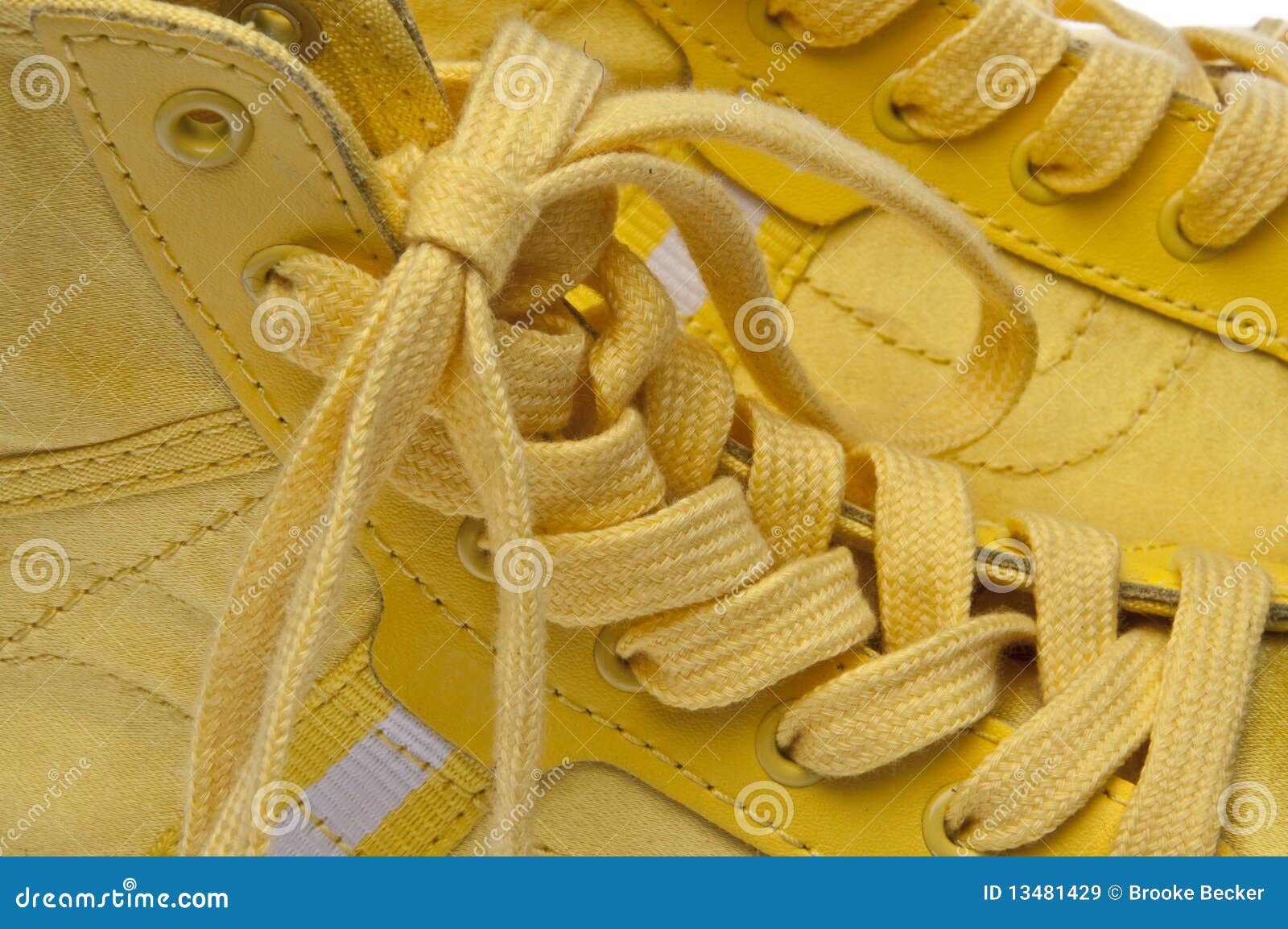 Laces of Yellow Shoes stock image. Image of yellow, background 13481429