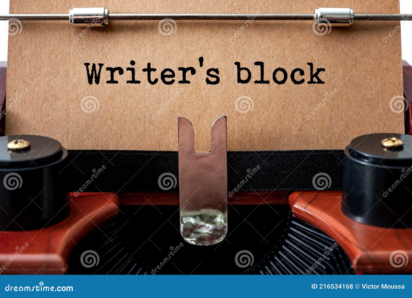 lack of creative inspiration, writer`s block and feeling uninspired concept with close up on an old typewriter and the text -