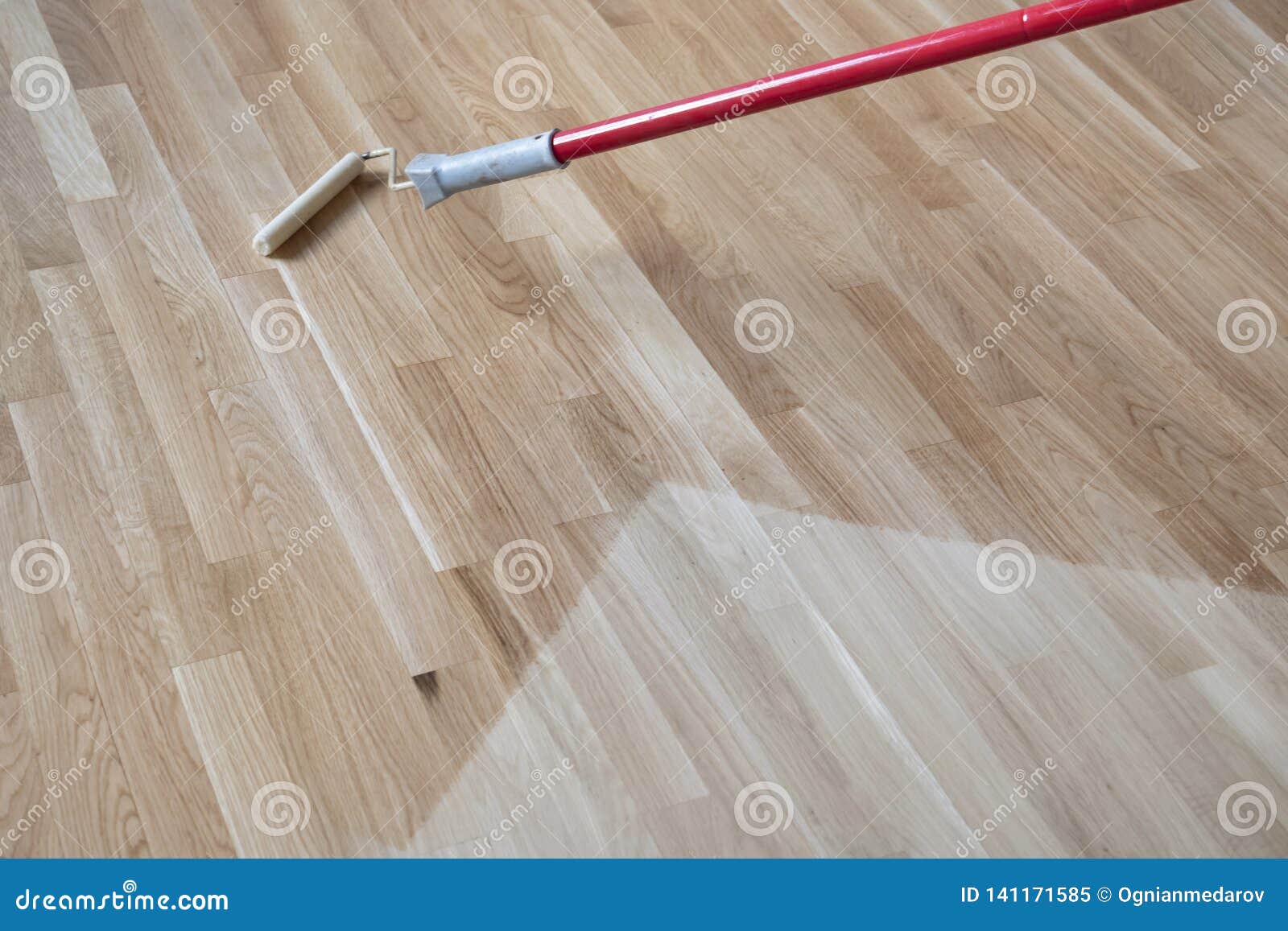 Lacquering Varnishing Parquet Floor Stock Image Image Of