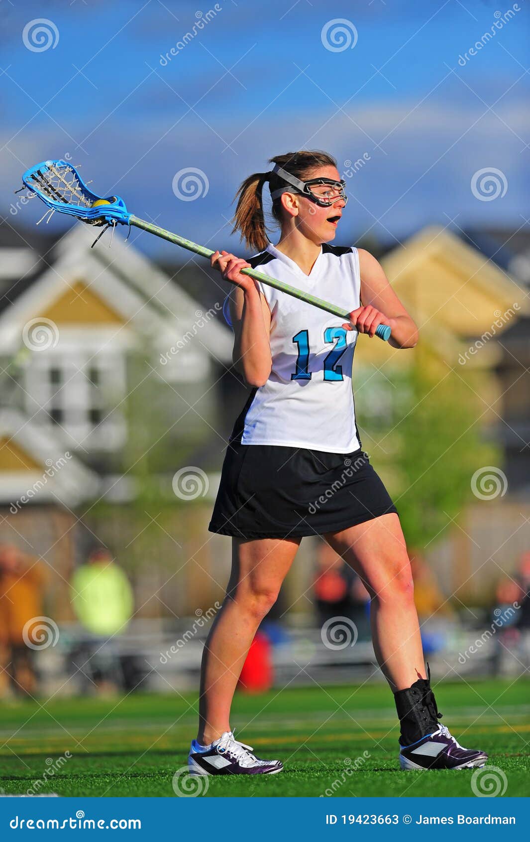 Lacrosse girl player stock image. Image of sports, stick 19423663