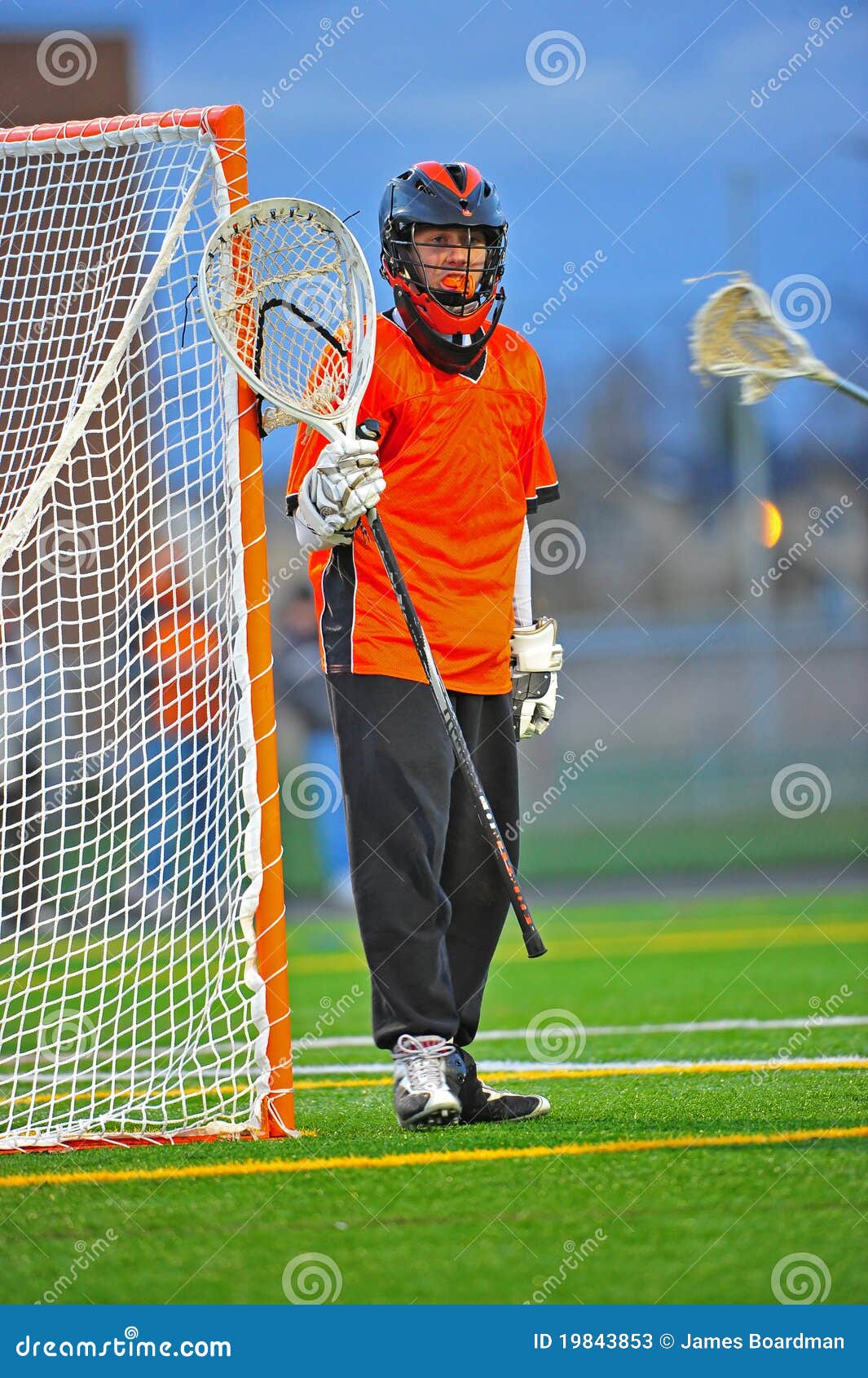 Lacrosse Goalie Standing Guard Stock Image Image of goal, head 19843853
