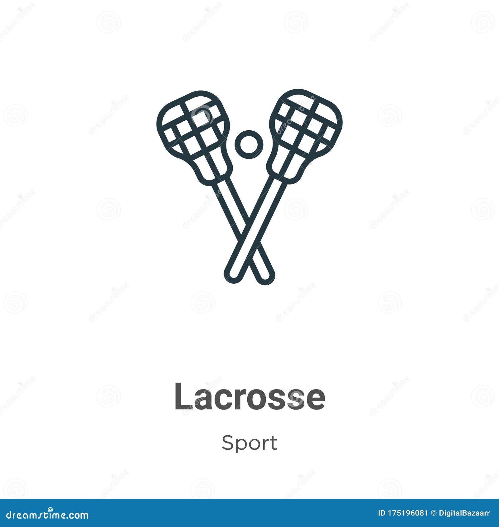 Lacrosse Stick with Mesh Clipart Set - Outline, Silhouette and