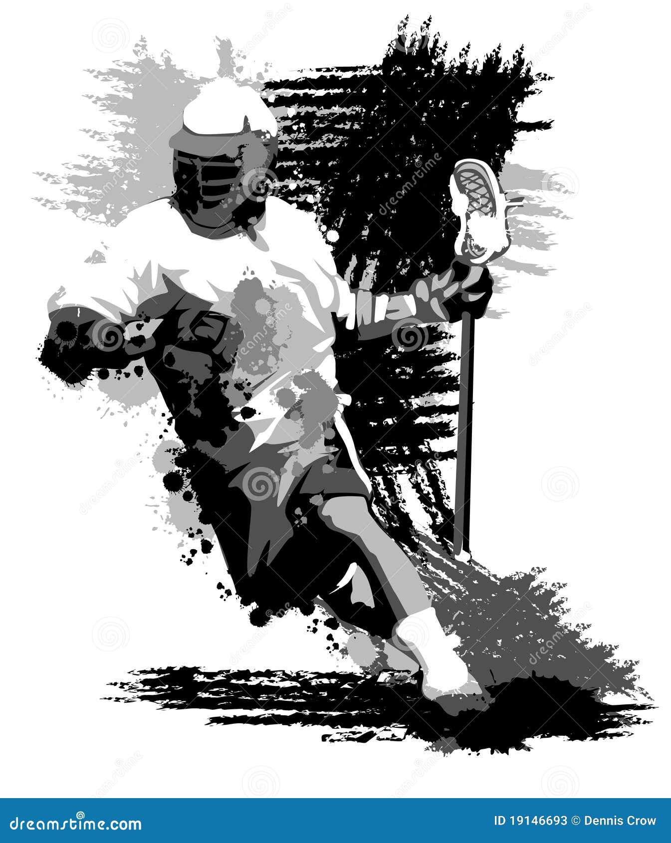 Lacrosse Player Silhouette Illustration Stock Vector Illustration of