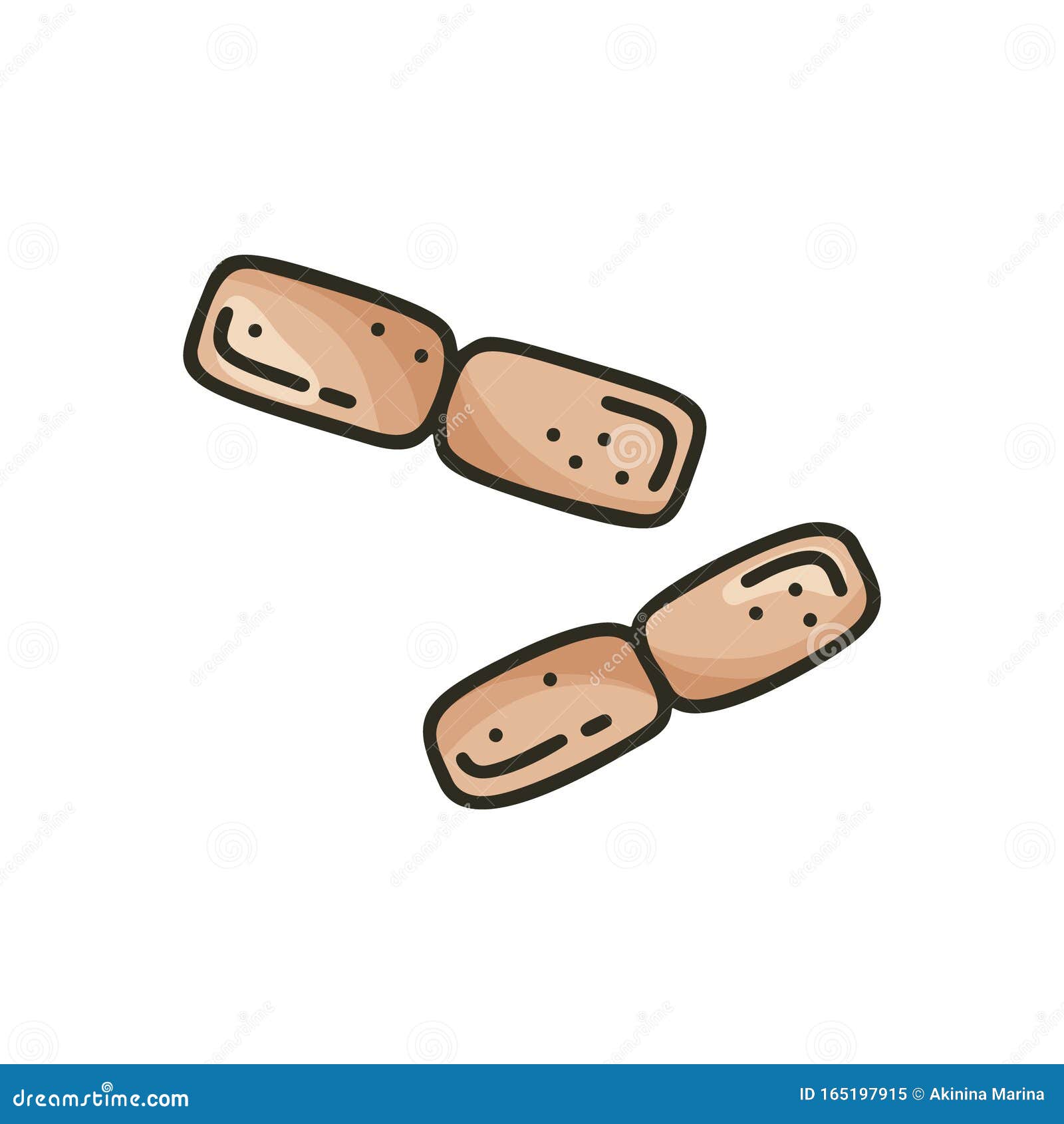 lactobacillus bulgaricus. color doodle bacteria icon. cartoon  for biology, science, laboratory on white background.