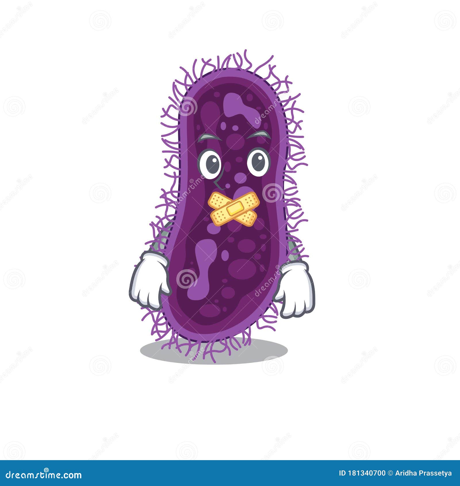 lactobacillus rhamnosus bacteria cartoon character style with mysterious silent gesture