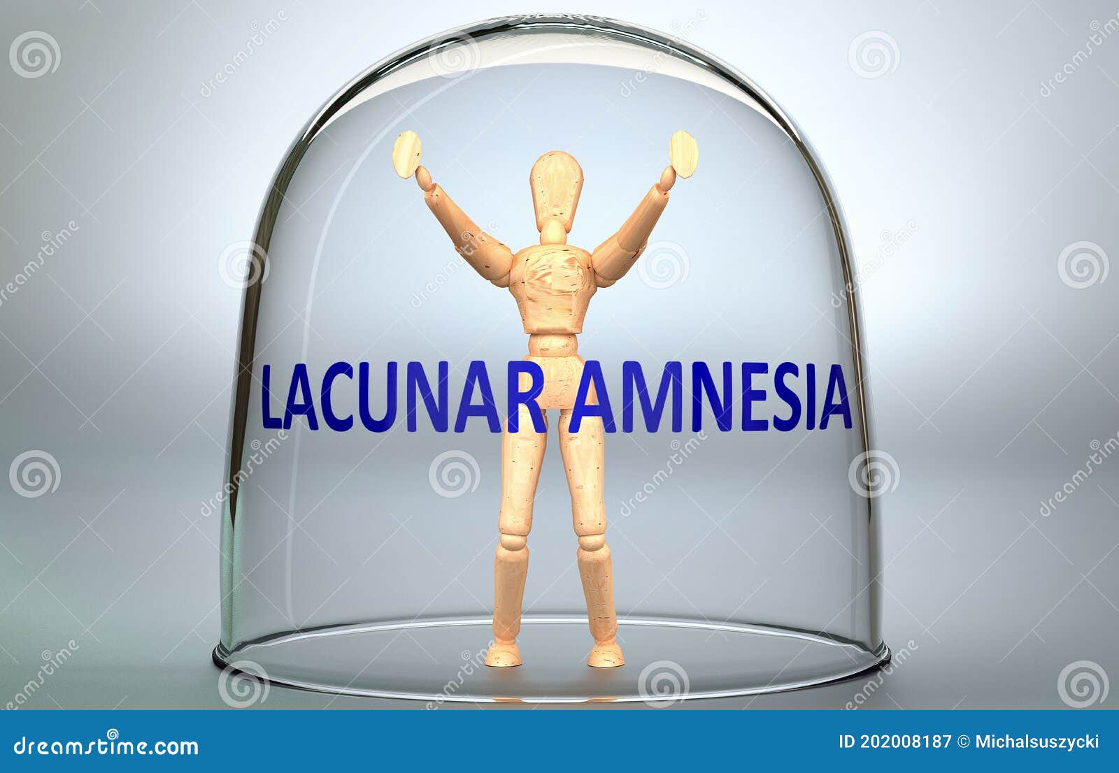 lacunar amnesia can separate a person from the world and lock in an isolation that limits - pictured as a human figure locked