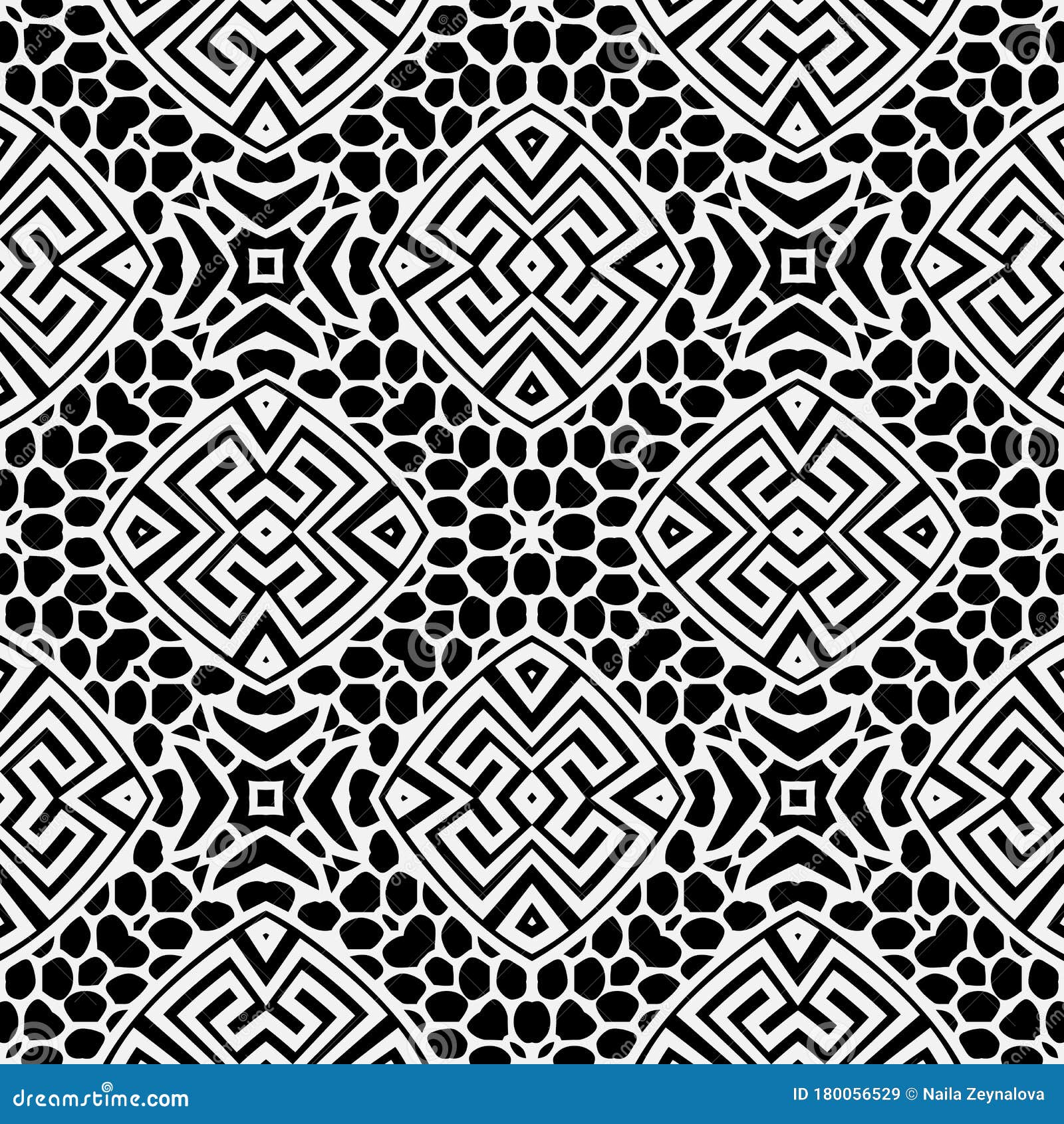 Lacy Greve Vektor Nahtlos Muster Zierschwarz Weisse Spitzen Stamm Hintergrund Vintage Symmetrische Griechische Ornamente Vektor Abbildung Illustration Von Feld Abbildung