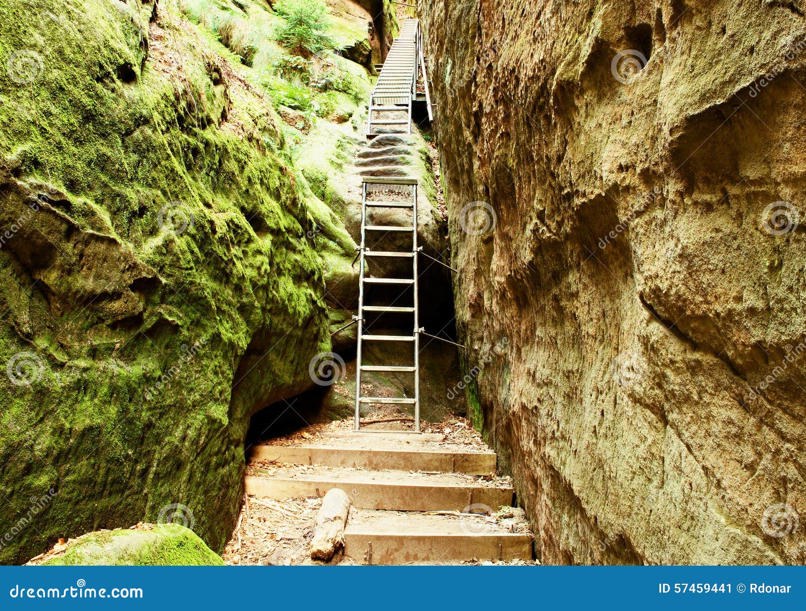 Ladder Stair Climbing On Mountain Via Ferrata Stock Image Image of