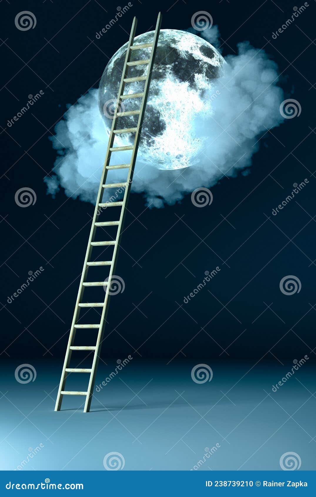 Ladder To the Moon 3d Rendering,this Image Elements Furnished by NASA