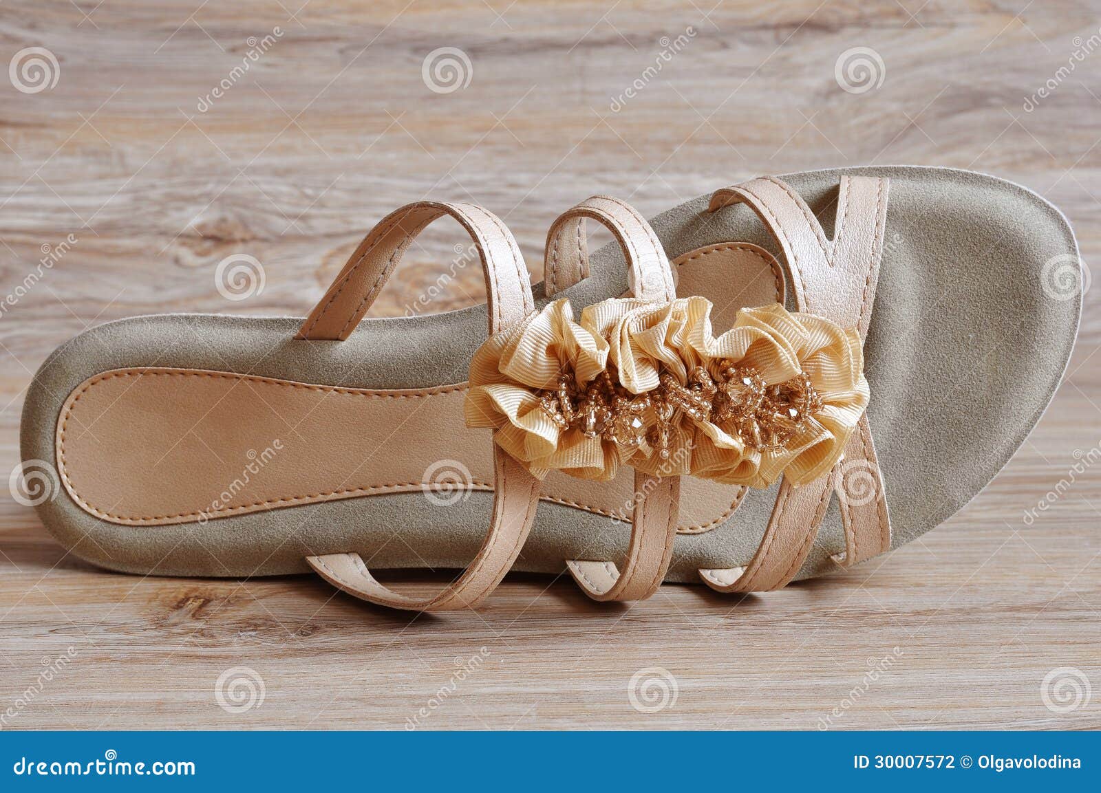 Ladies Beige Sandals Low Heels Stock Photo Image of heeled, colorful