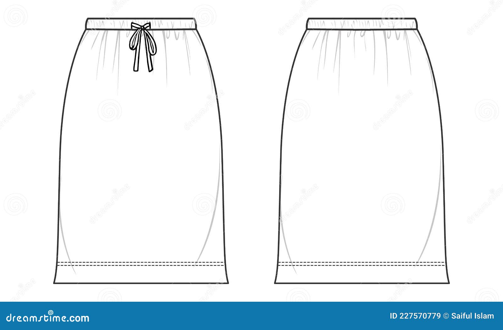 Ladies Bottom Wear Fashion Dress Design Technical Sketch Vector ...