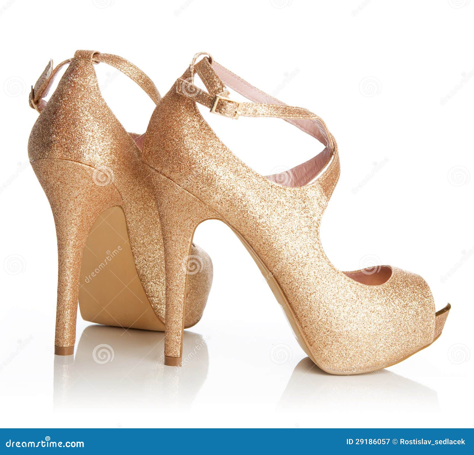 Ladies gold shoes stock image. Image of colourful, golden 29186057