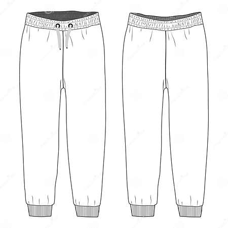 Ladies and Kids Basic Fleece Sweat Pant Fashion Flat Sketch Vector ...