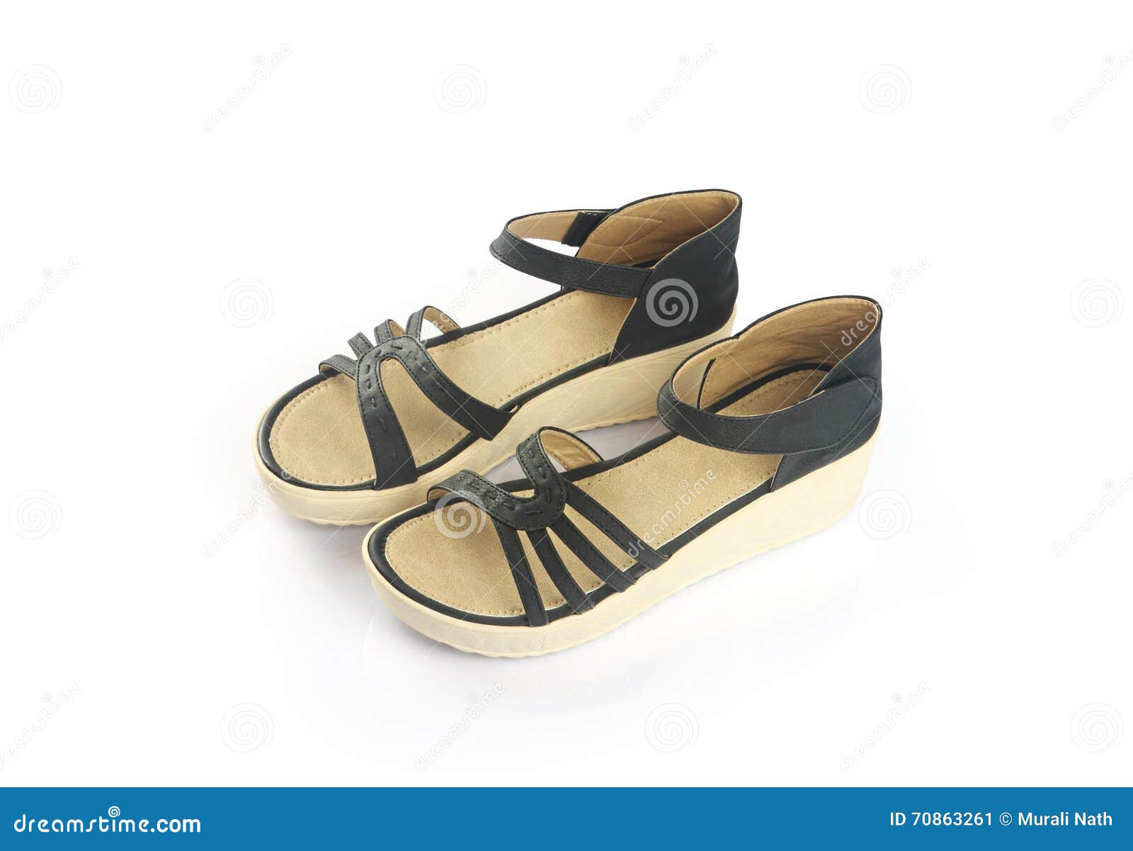 Ladies Sandal Isolated on White Background Stock Image - Image of ...