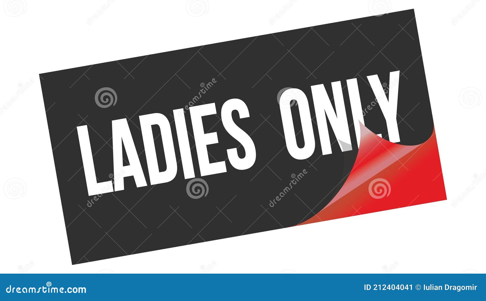 LADIES only Text on Black Red Sticker Stamp Stock Illustration