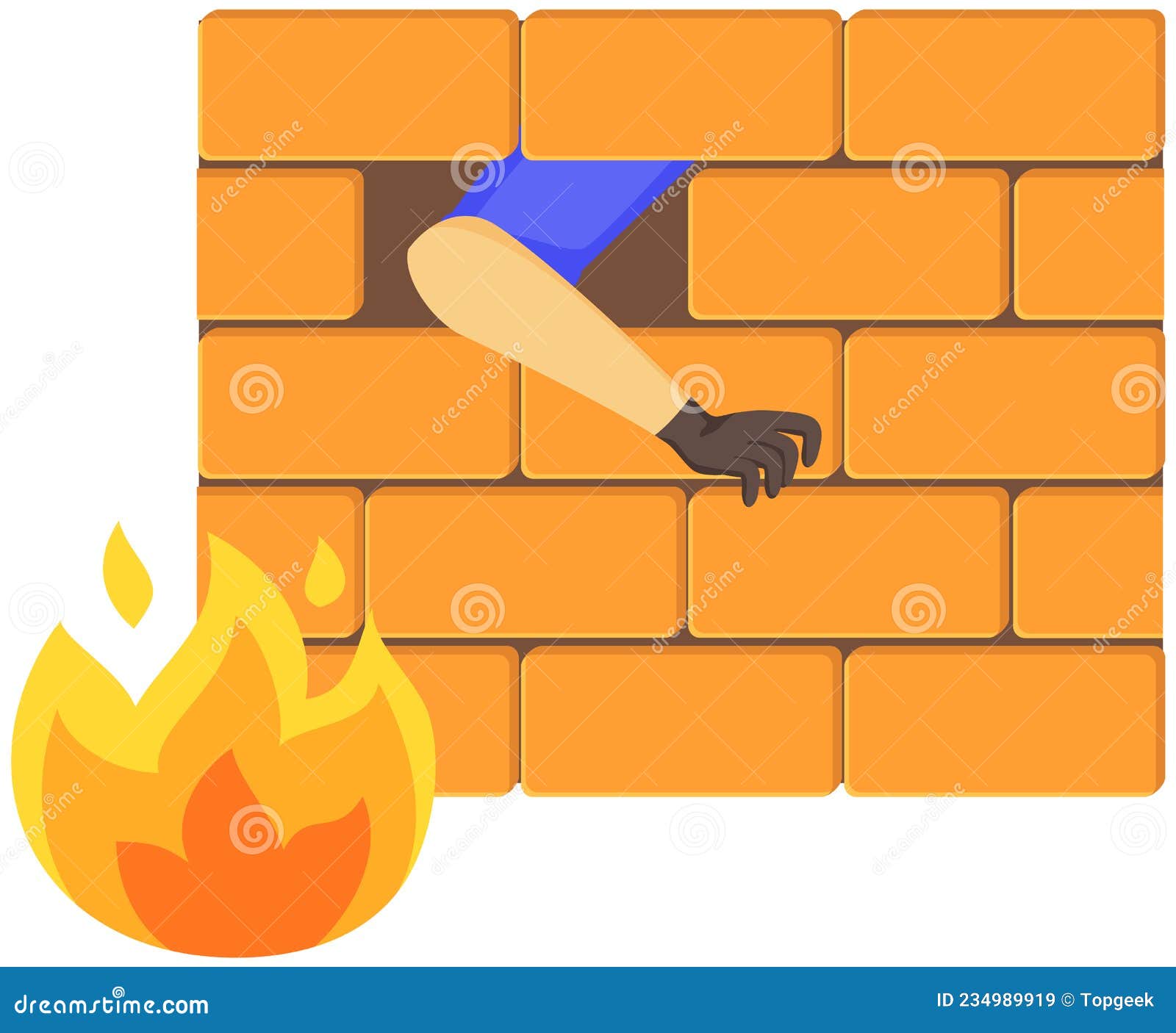 Ladrón Está Tratando De Romper La Pared De Ladrillos. Ladrón Rompe Puerta  De Entrada a Casa O Apartamento. Escena Criminal Ilustración del Vector -  Ilustración de casero, fondo: 234989919