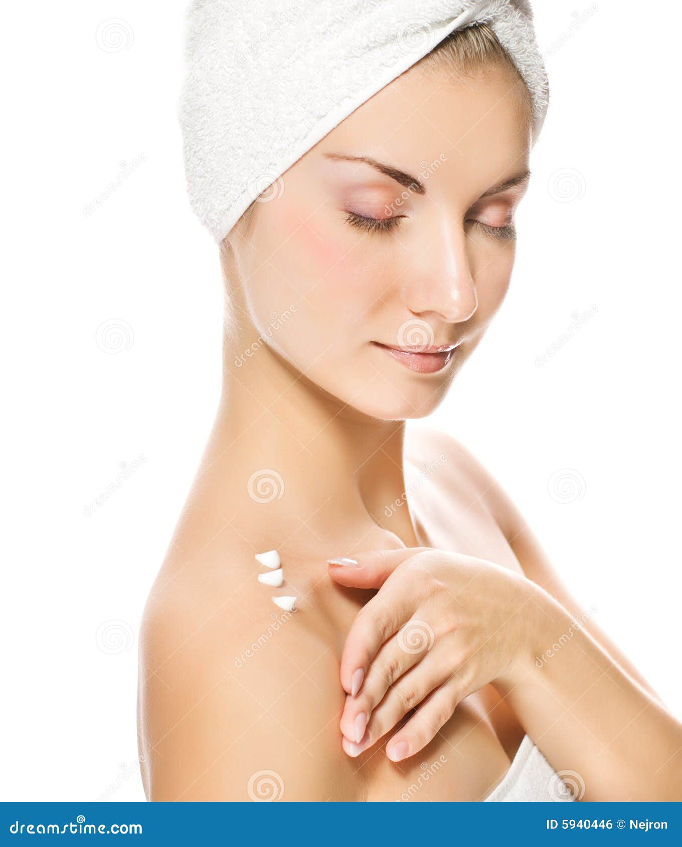 Lady applying moisturizer stock photo. Image of natural 5940446