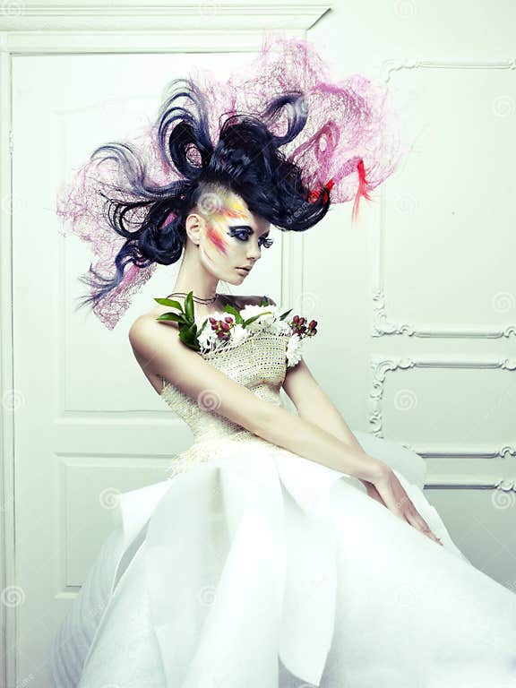 Lady with avant-garde hair stock image. Image of elegance - 28698291