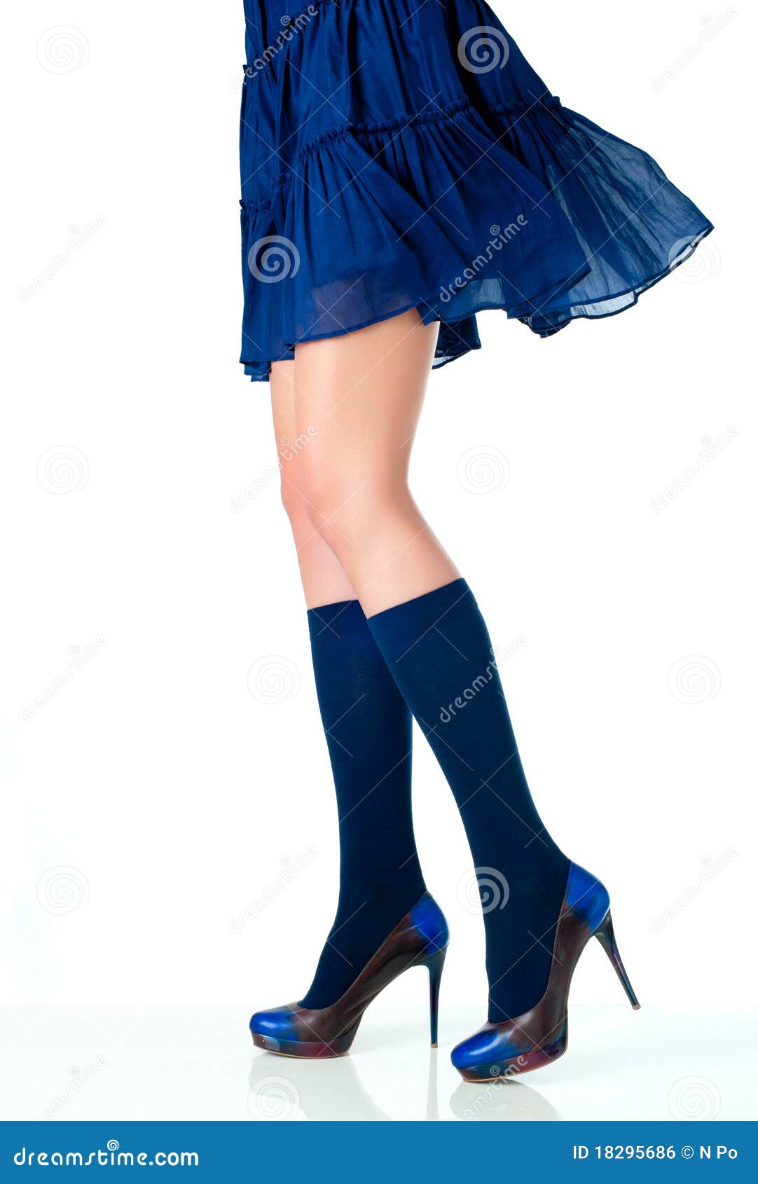 Lady in blue stock photo. Image of ankle, background - 18295686