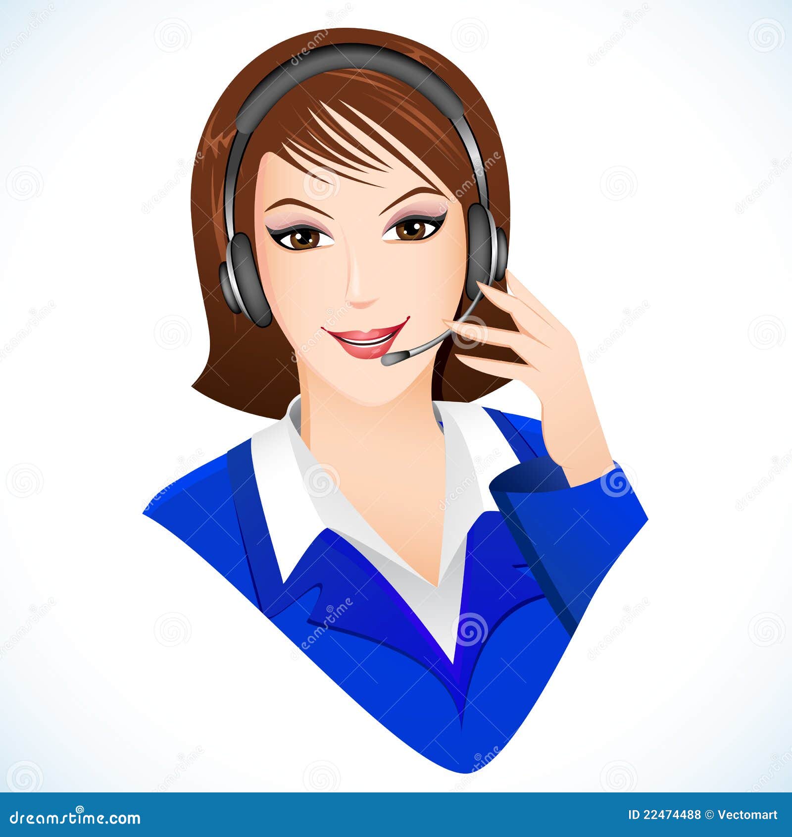 Lady in Call Center stock vector. Illustration of chat - 22474488
