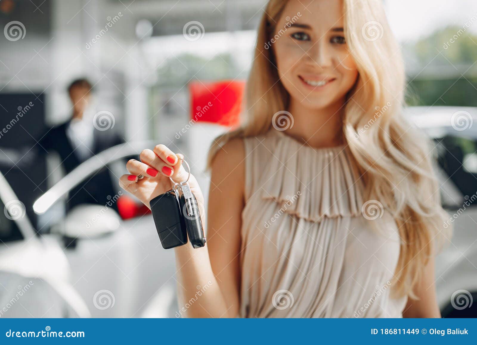 Stylish and Elegant Woman in a Car Salon Stock Image - Image of ...