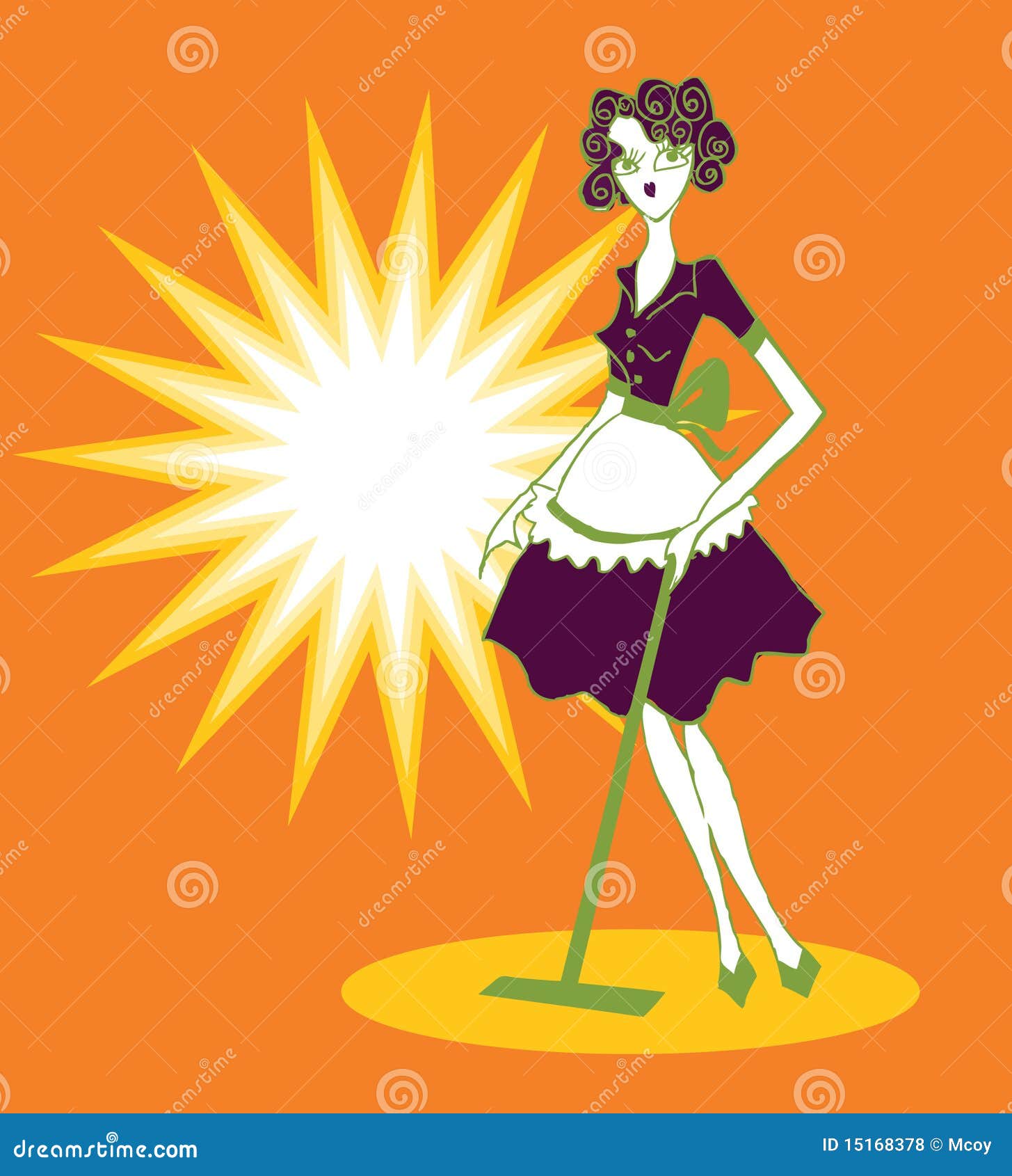 Lady Cleaning Floor Retro Doodley Royalty Free Stock Photos - Image ...