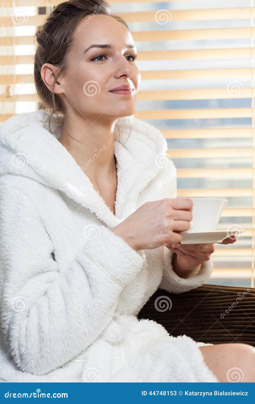 Lady Drinking Coffee In Spa Stock Photo - Image: 44748153