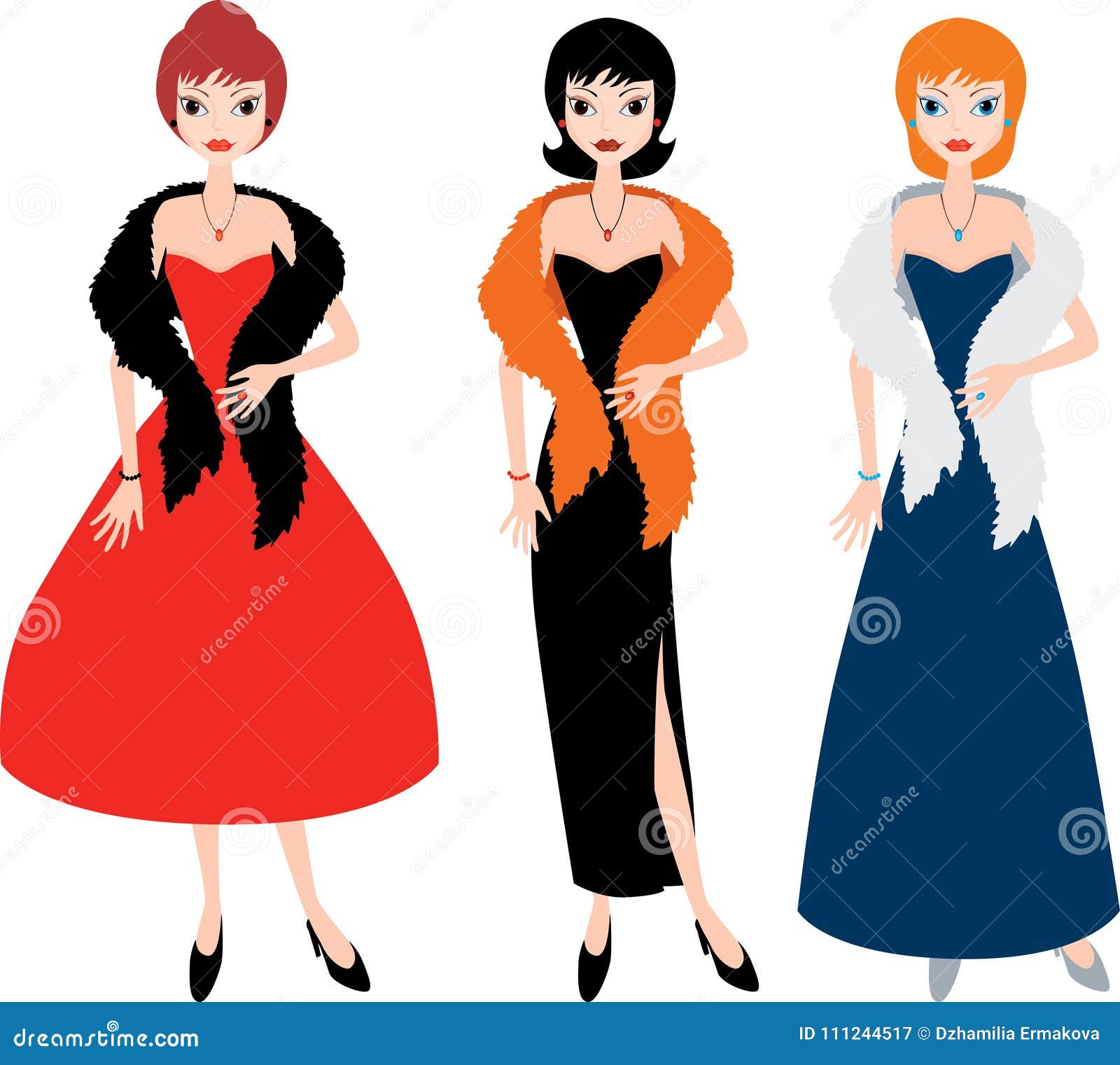 Lady in evening gowns stock vector. Illustration of people - 111244517