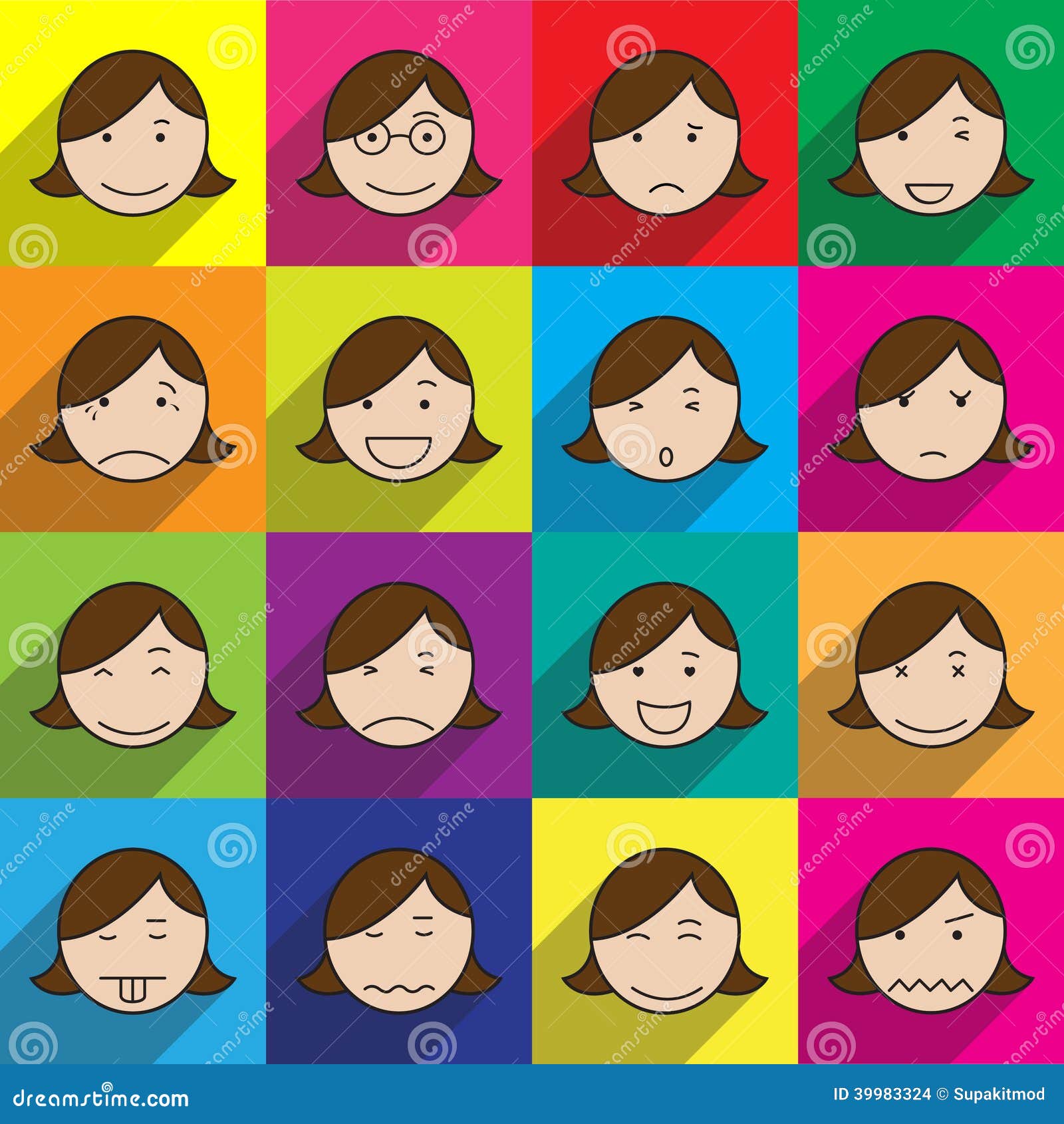 Lady Face Icon in Multi Color Stock Vector - Illustration of design ...