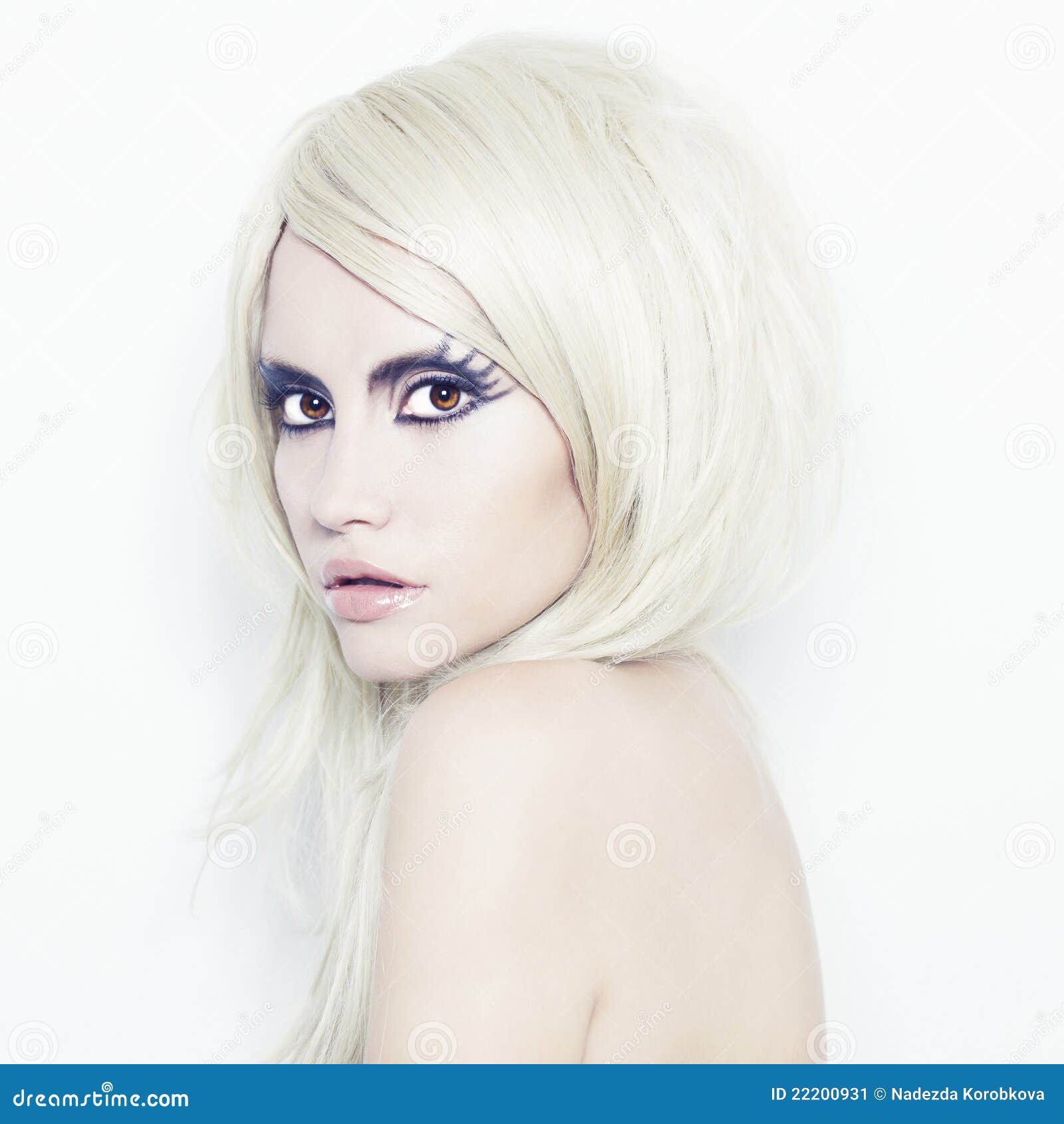 Lady with fantasy makeup stock image. Image of lupine 22200931